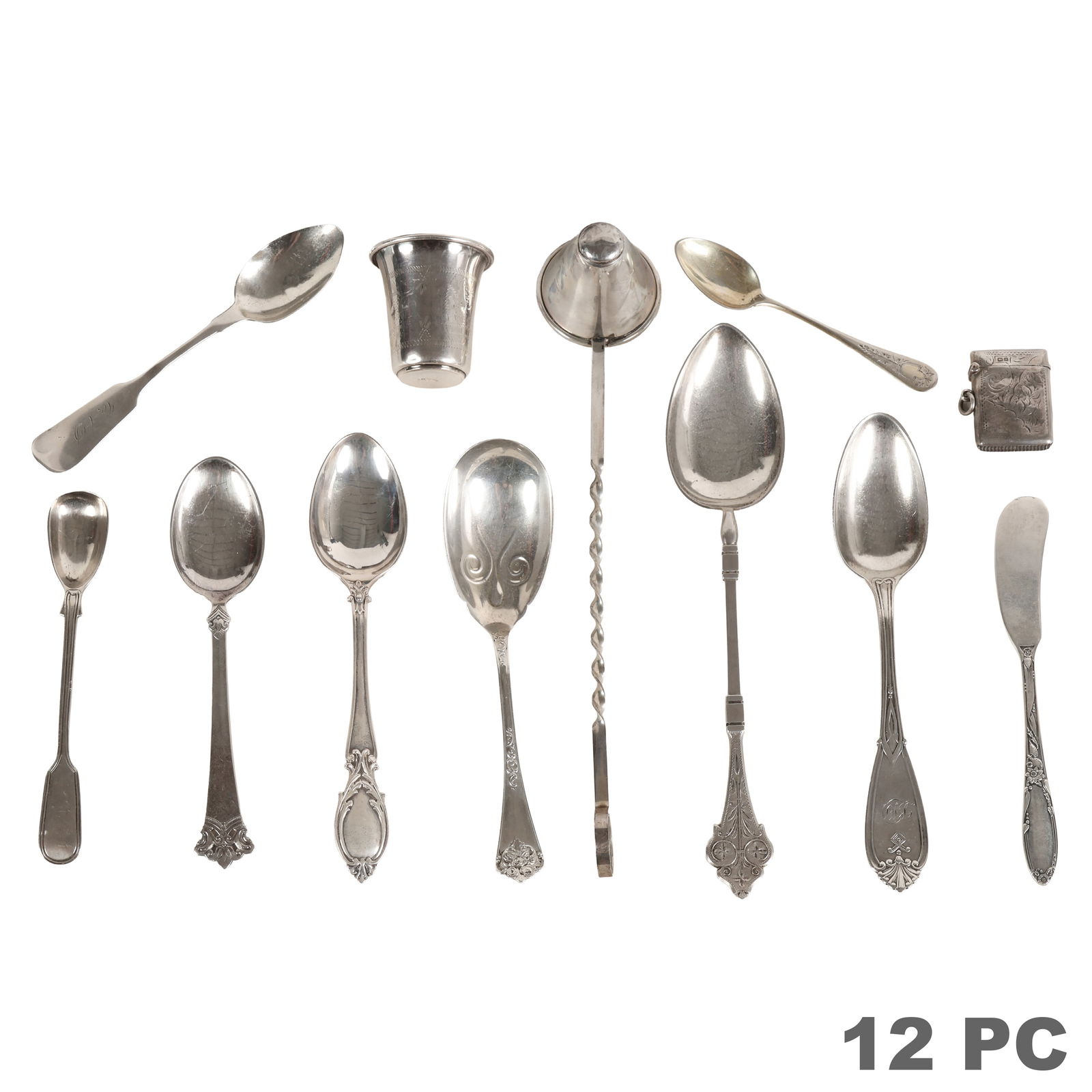 Sterling and Silver Spoons Candle Snuffer 12pc LOT (1 of 7)