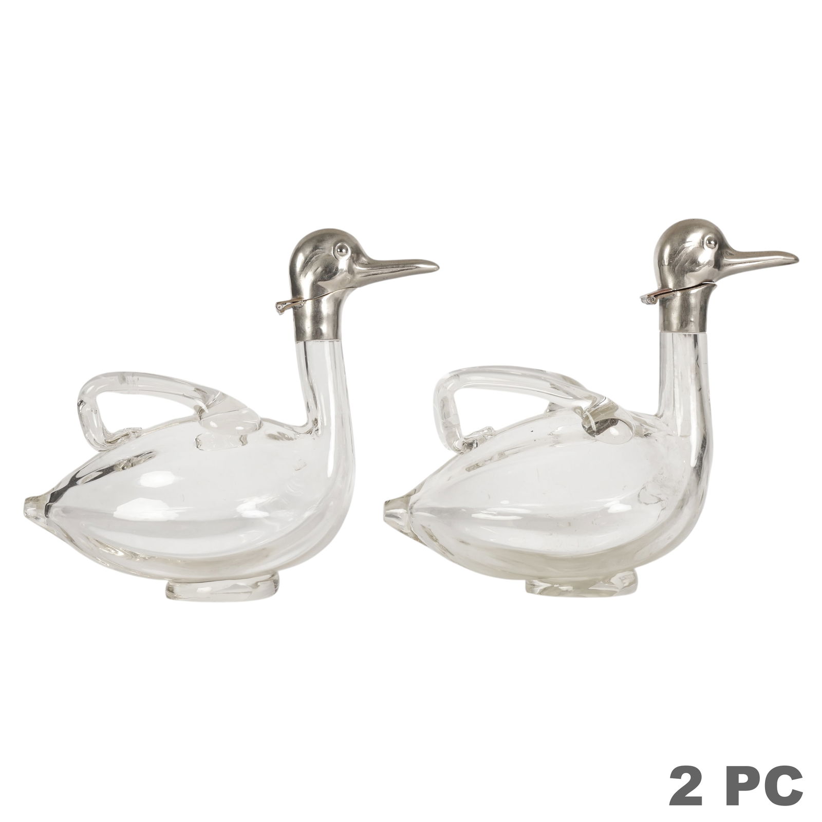 Antique Pair Czech Bohemian Glass Duck Decanters (1 of 8)