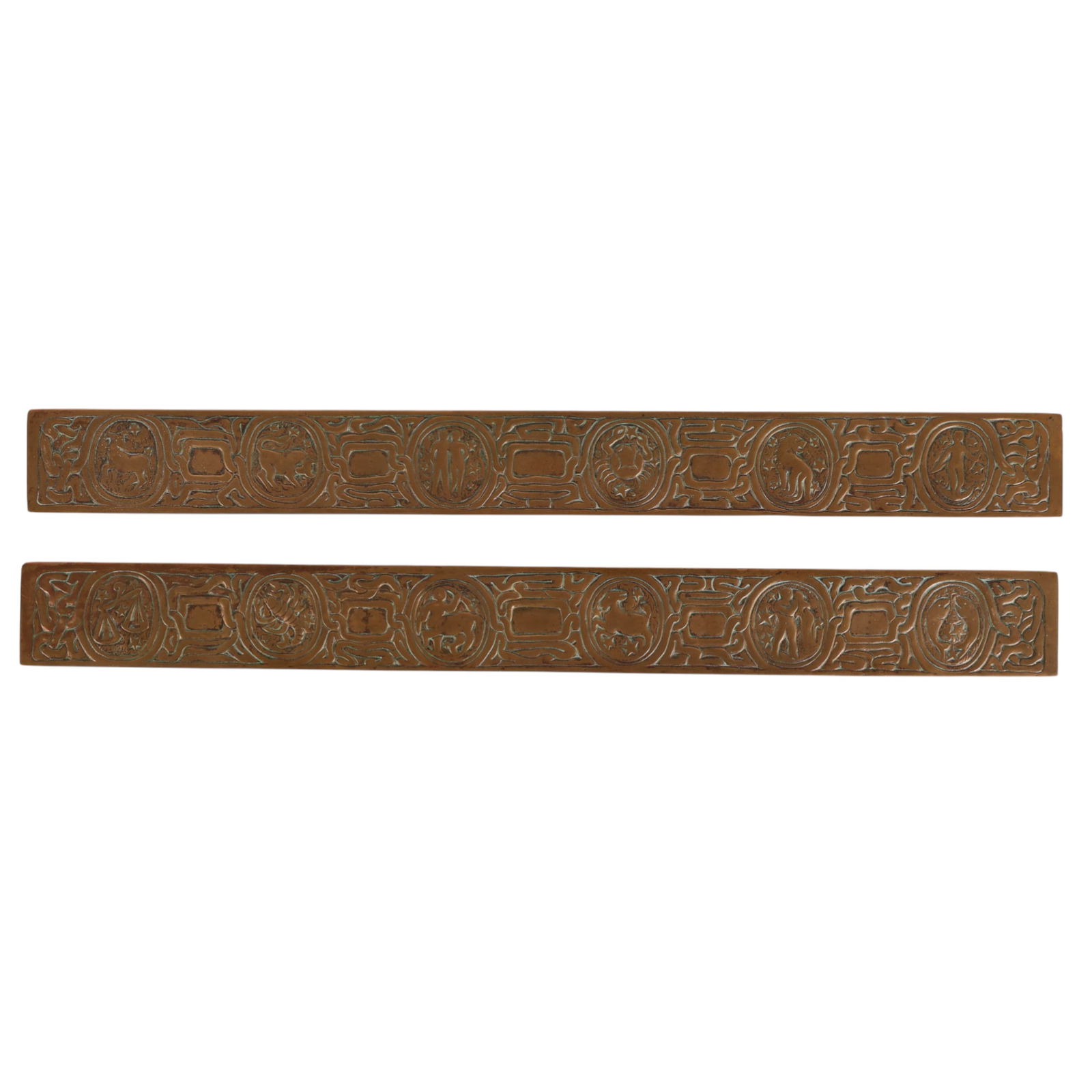 Tiffany Studios Pair of Bronze Zodiac Blotter Ends (1 of 7)