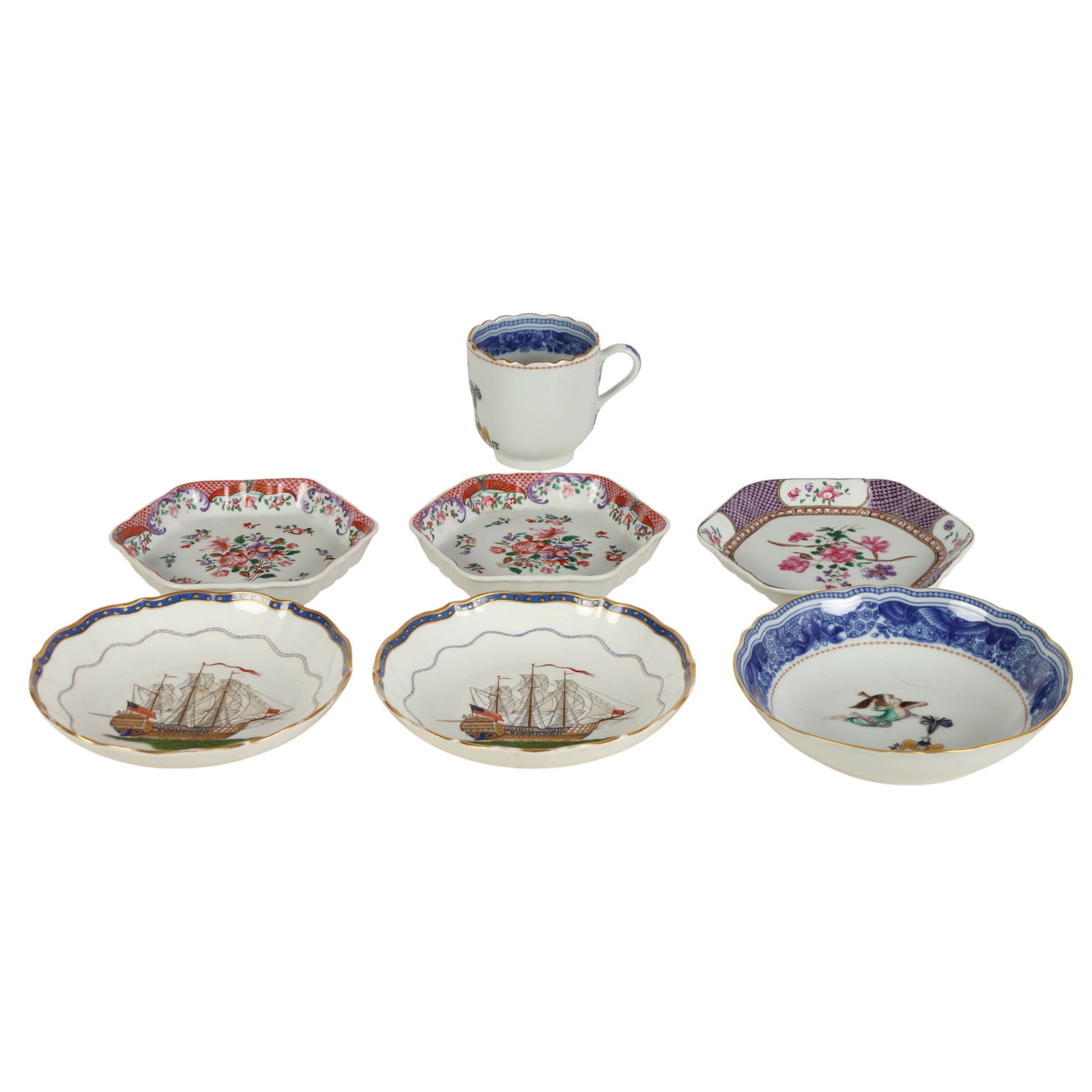 Mottahedeh MMA Rockefeller Porcelain Cup Dish 7pc (1 of 6)