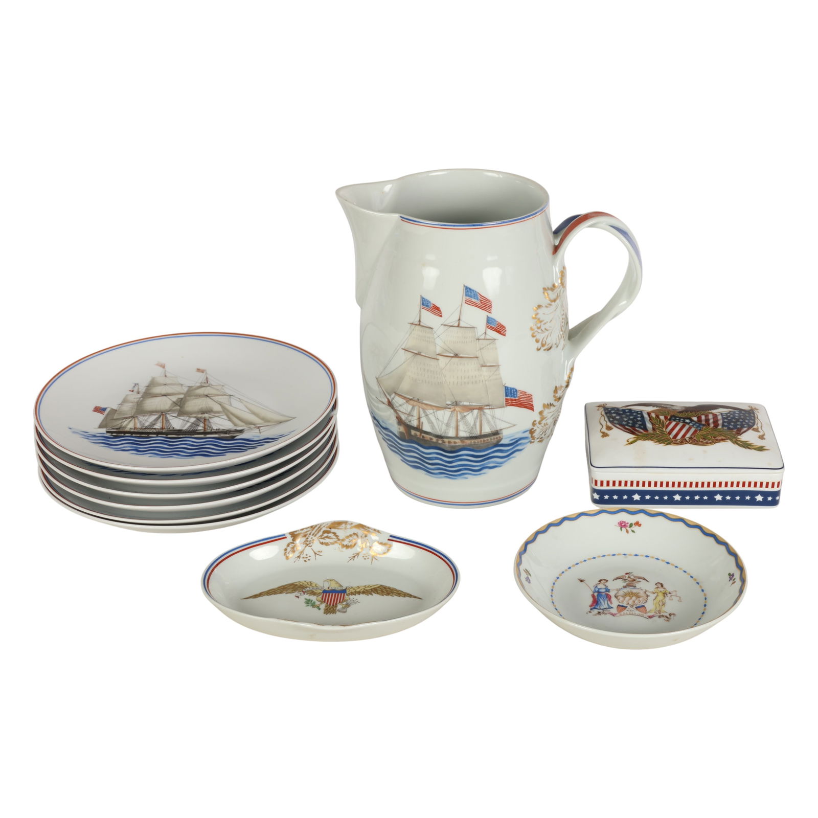 Mottahedeh Americana Maritime Porcelain Jug Dishes (1 of 7)