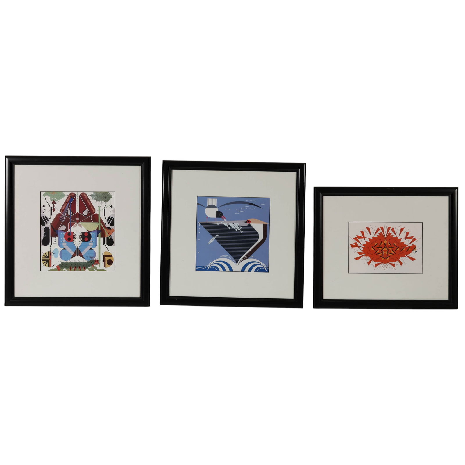 Charley Harper Group 6 Framed Iconic Bird Prints (1 of 14)