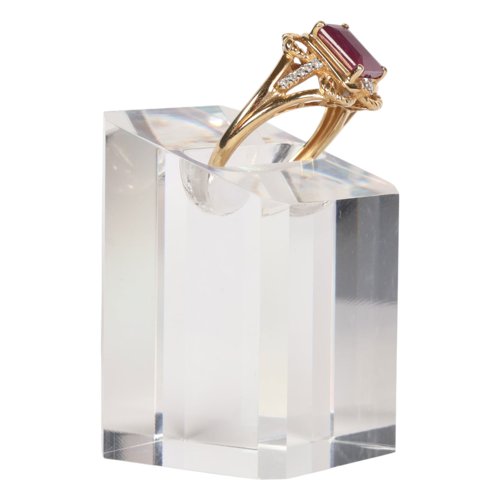 14K Yellow Gold Ruby Diamond Rope Style Ring Sz 10 (1 of 7)