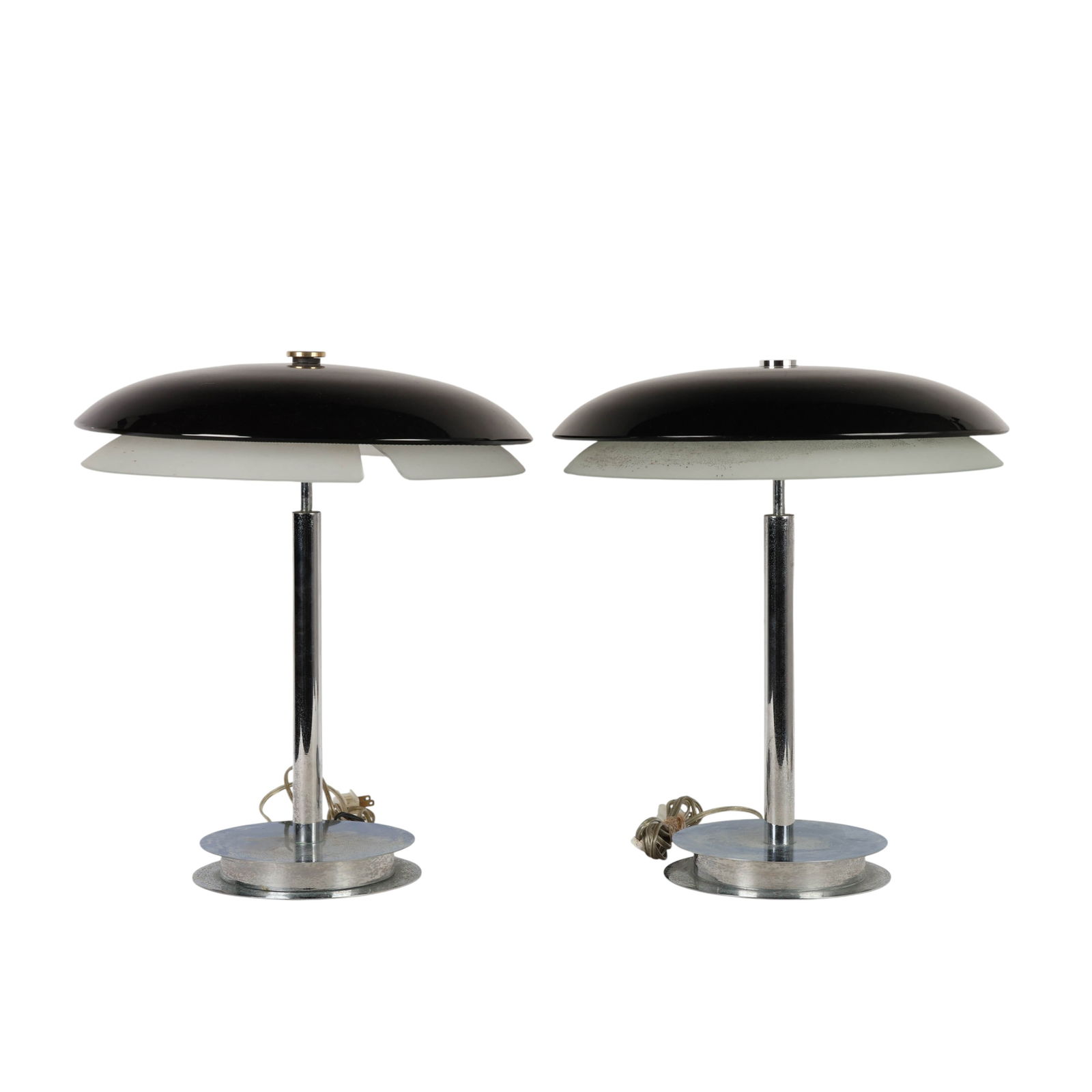 Pair Fontana Arte Bis Tris Chrome and Glass Lamps (1 of 7)