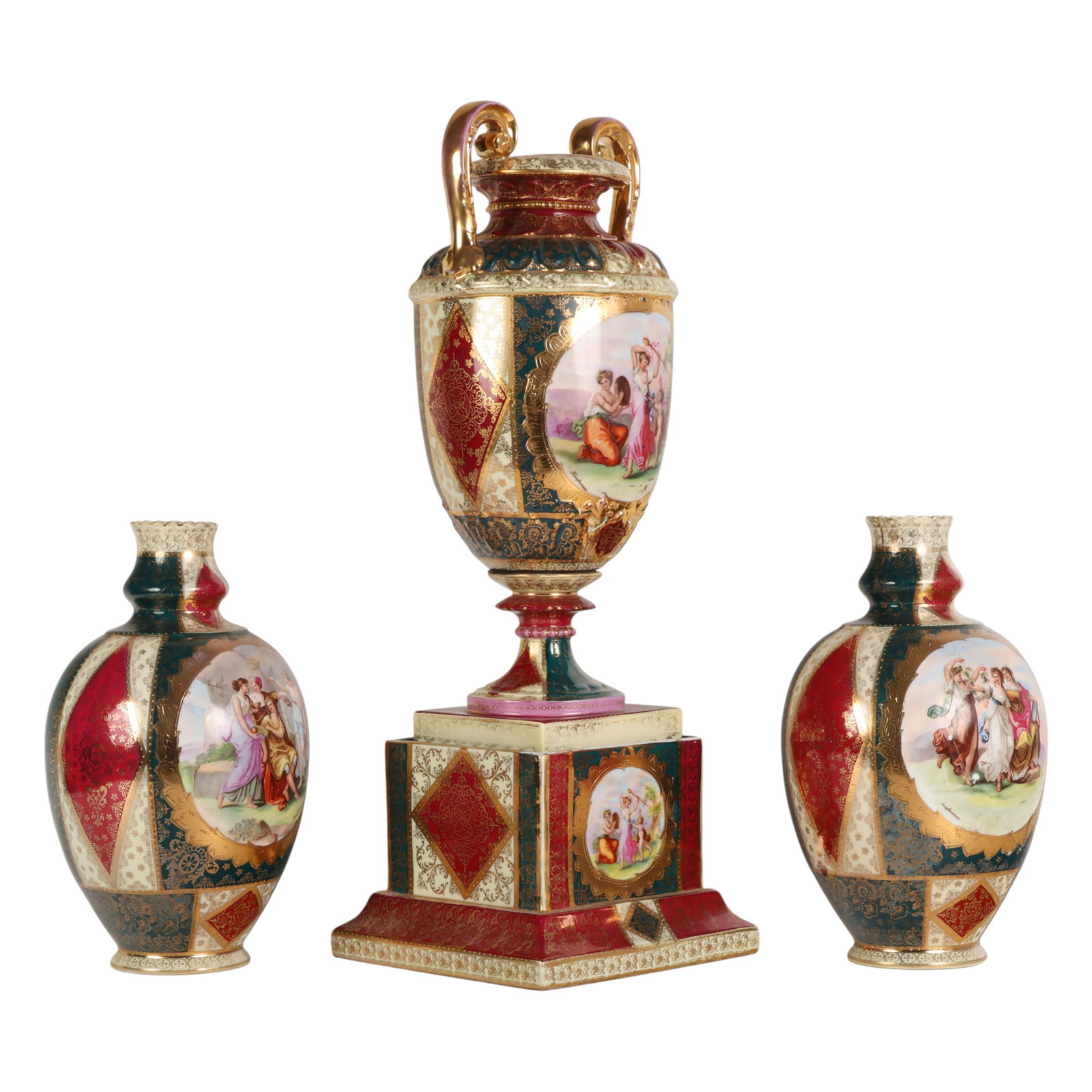 Continental Porcelain Urn & Vase Garniture 3pc SET (1 of 10)
