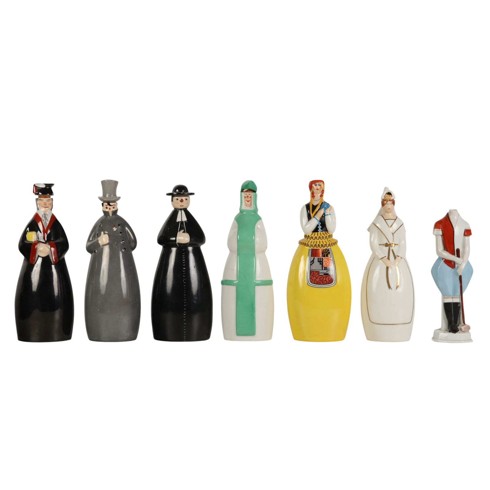 Robj Paris Deco Figural Porcelain Decanter 7pc LOT (1 of 7)