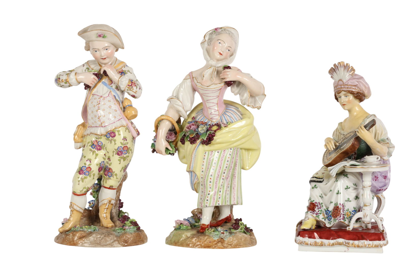Antique Meissen Style Porcelain Figurines 3pc LOT (1 of 7)