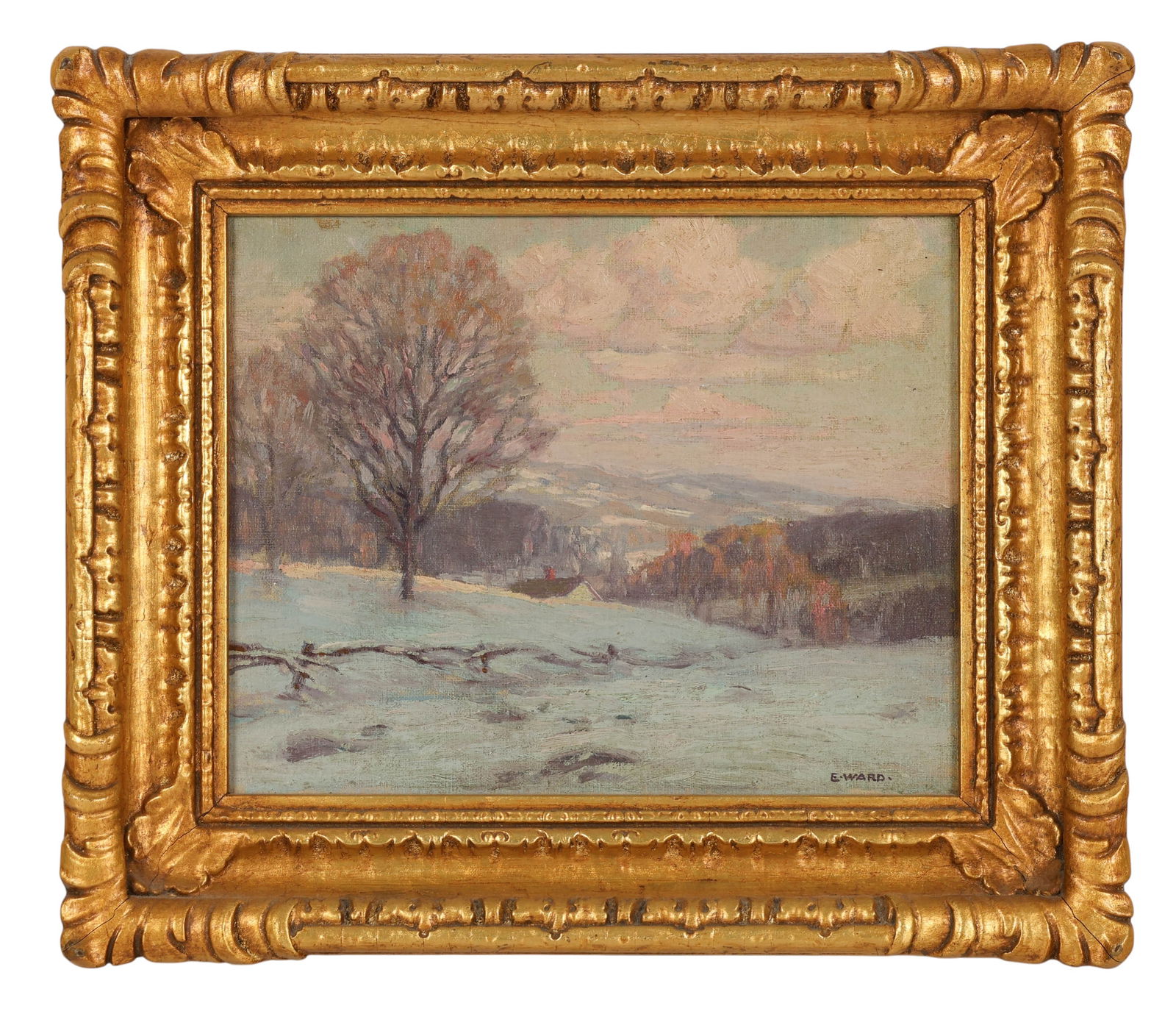 Winter Snow Field Landscape Oil Painting SIGNED (1 of 6)