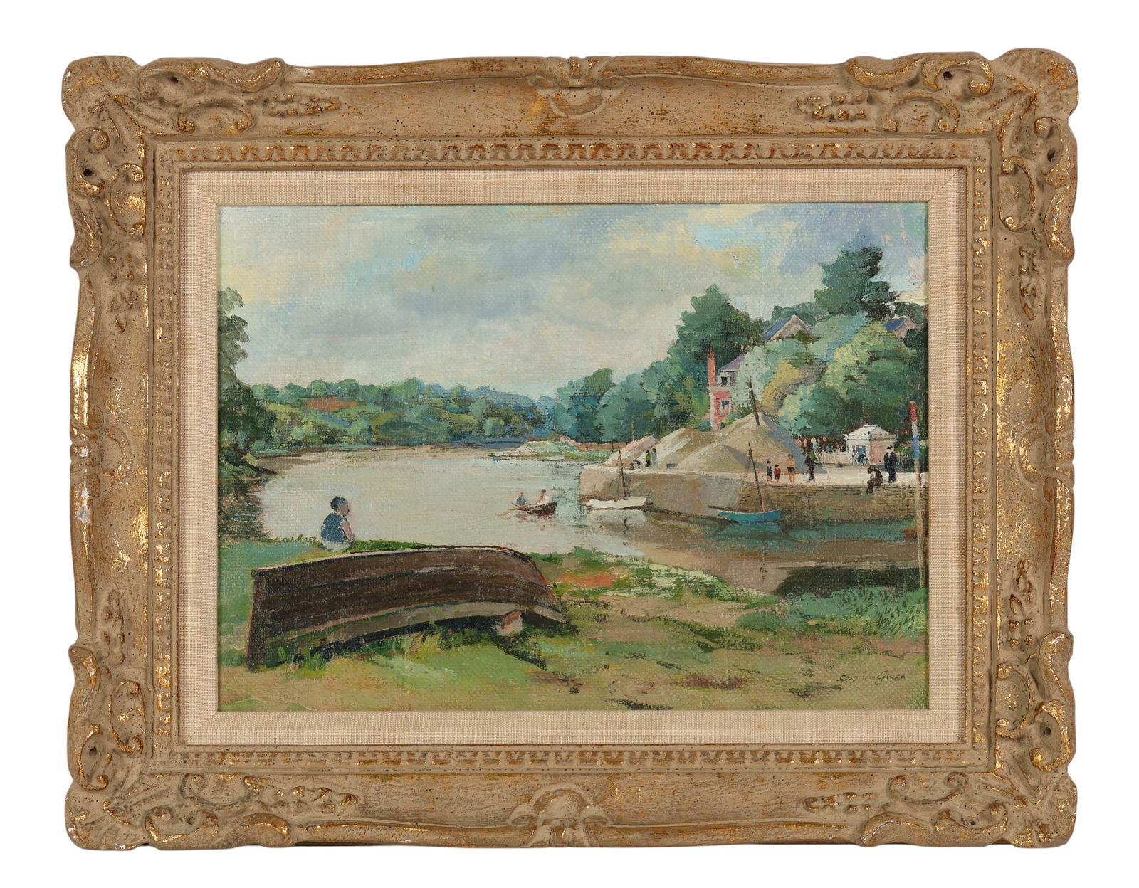 Stephen Green 1918-1980 Riverside Oil Painting (1 of 8)
