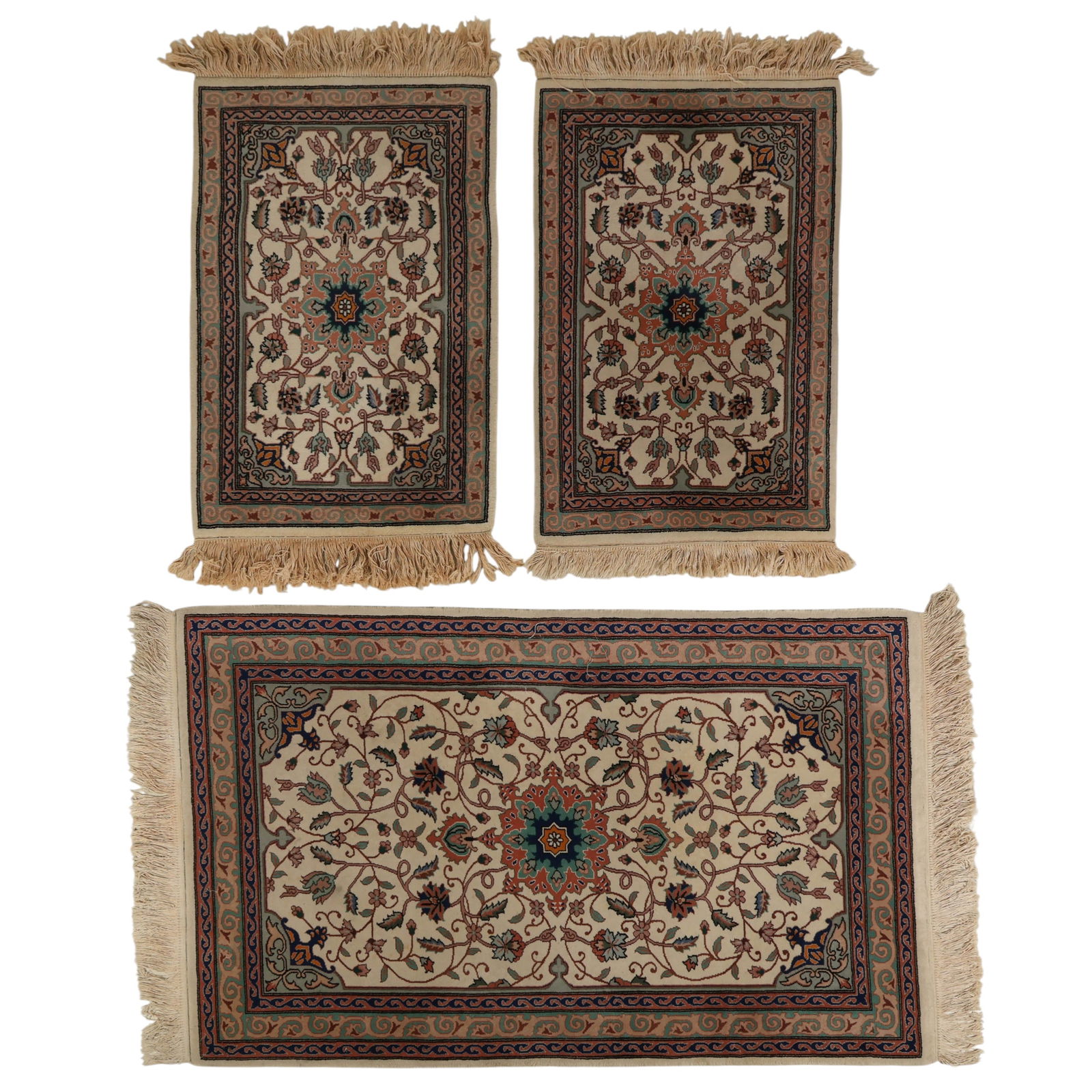 Hand Knotted Oriental Style Floral Carpet Rugs 3pc (1 of 6)