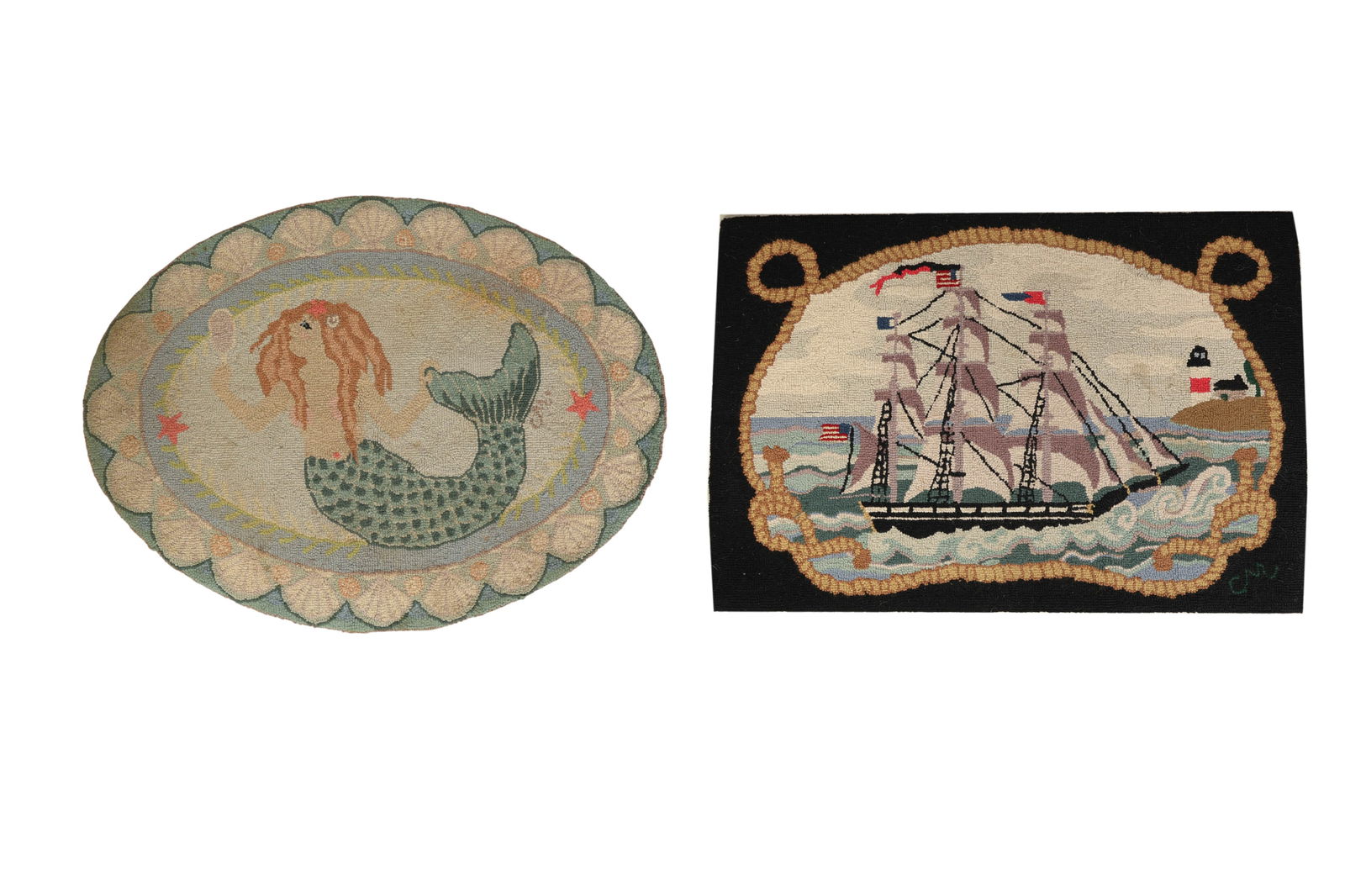 Claire Murray Sailing Ship & Mermaid Wood Rugs 2pc (1 of 12)