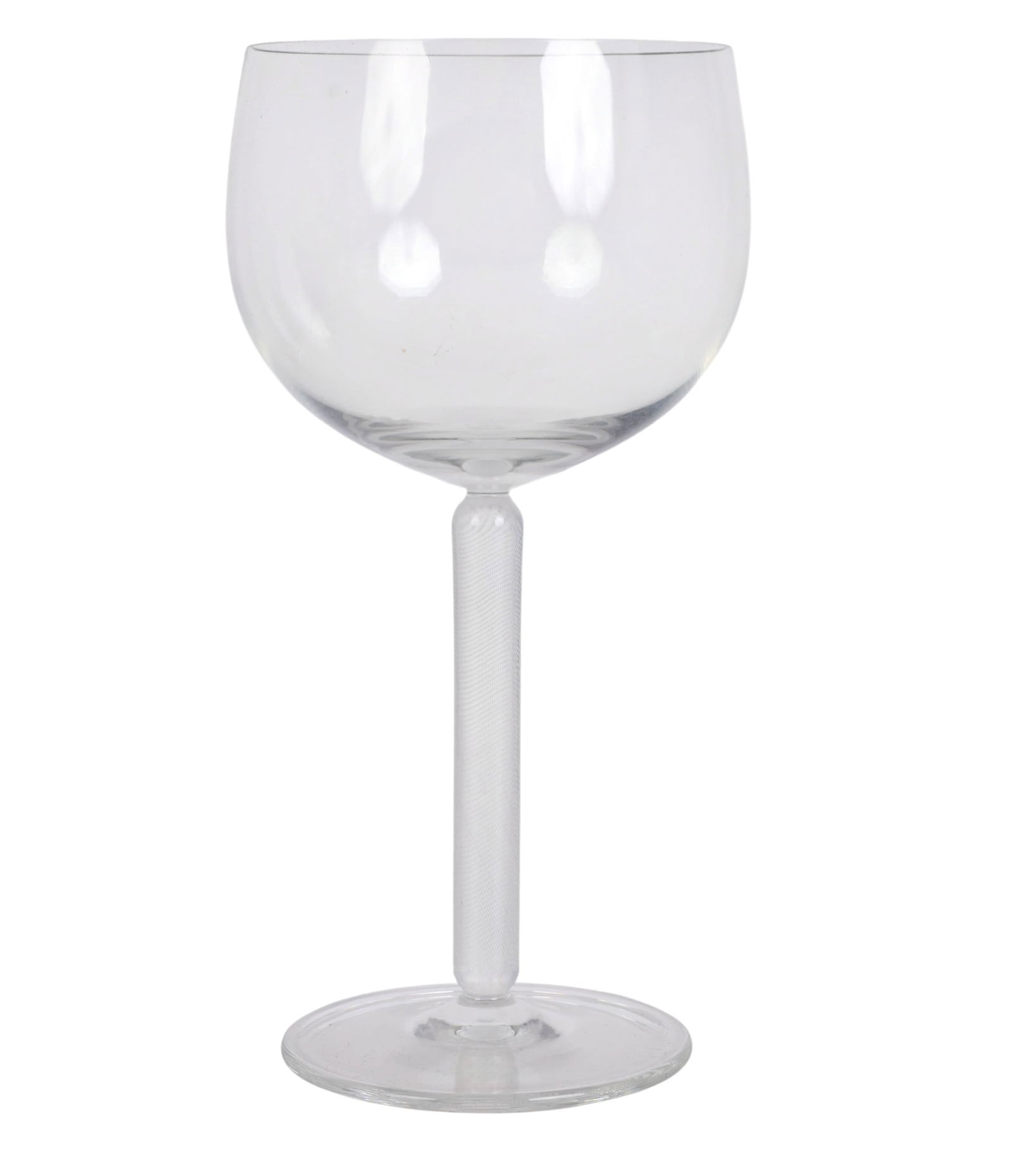 Rosenthal Boehm Filigranglas Reticelli LE Goblet: Rosenthal Filigranglas Reticelli limited edition wine goblet designed by Michael Boehm (born 1944) for the Studio-Line art series. Crafted in clear handblown crystal featuring an intricate twisted fil