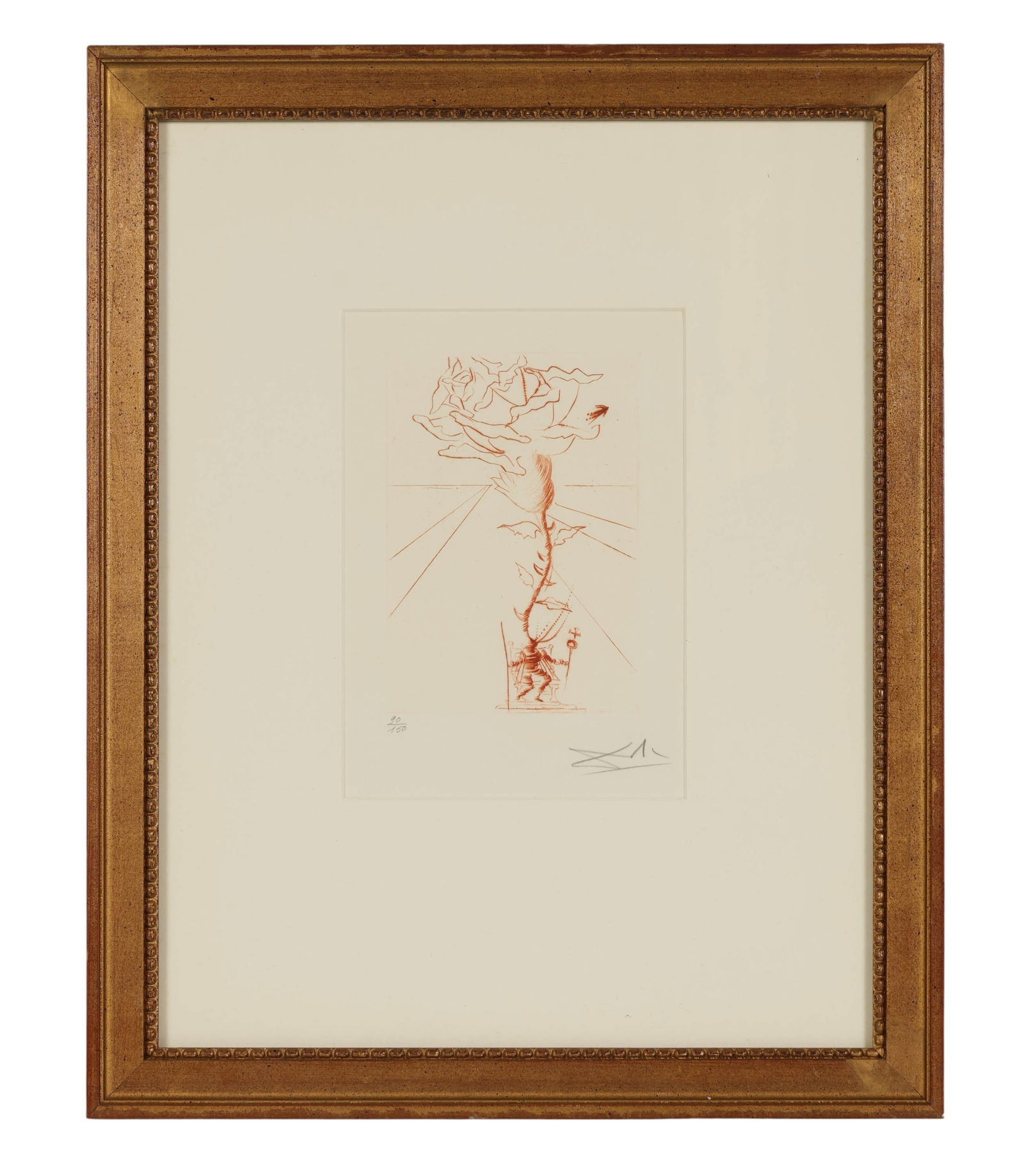Salvador Dali 1904-1989 Richard III Etching SIGNED: Salvador Dali (Spanish, 1904-1989), Richard III, color drypoint etching on Rives paper from his Shakespeare I Suite. The work features Dalis signature fantastical style, incorporating symbolic imagery