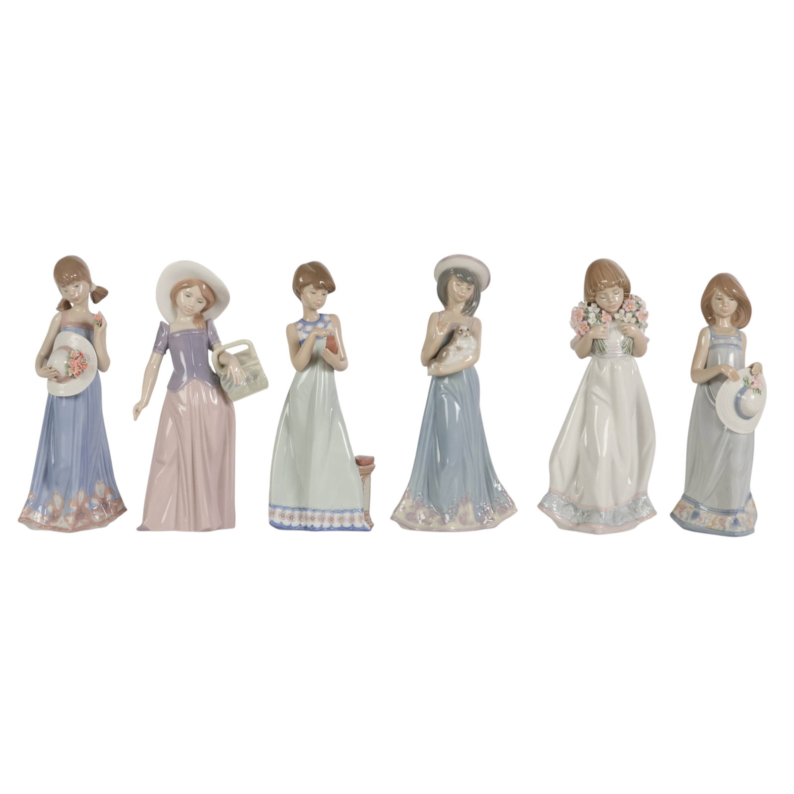 Lladro Girl w/ Basket Dog Hat Porcelain Figurines (1 of 7)