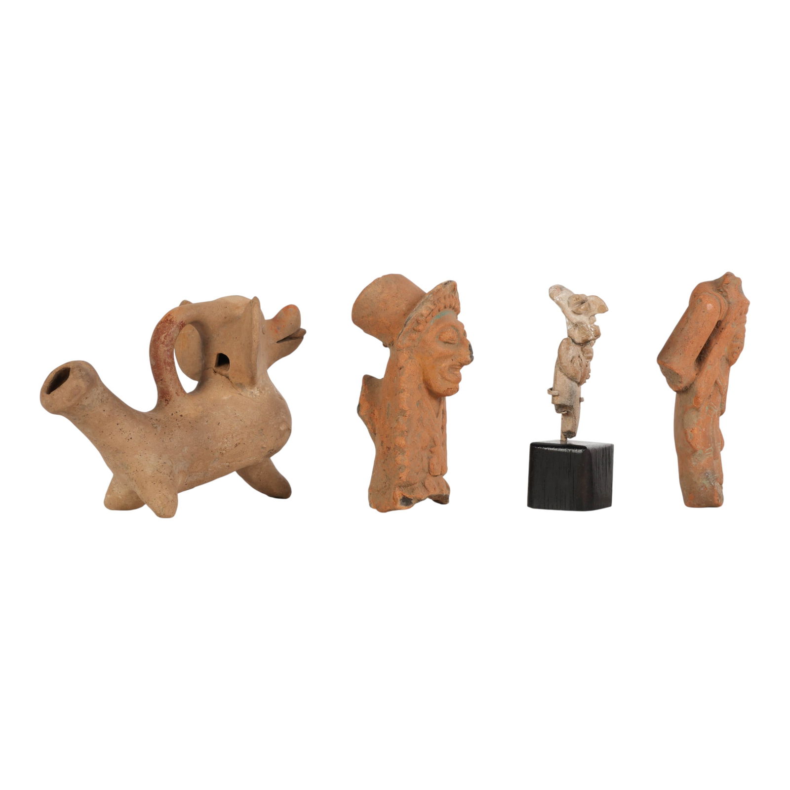Pre-Columbian Style Clay Figure & Fragment 4pc LOT (1 of 6)