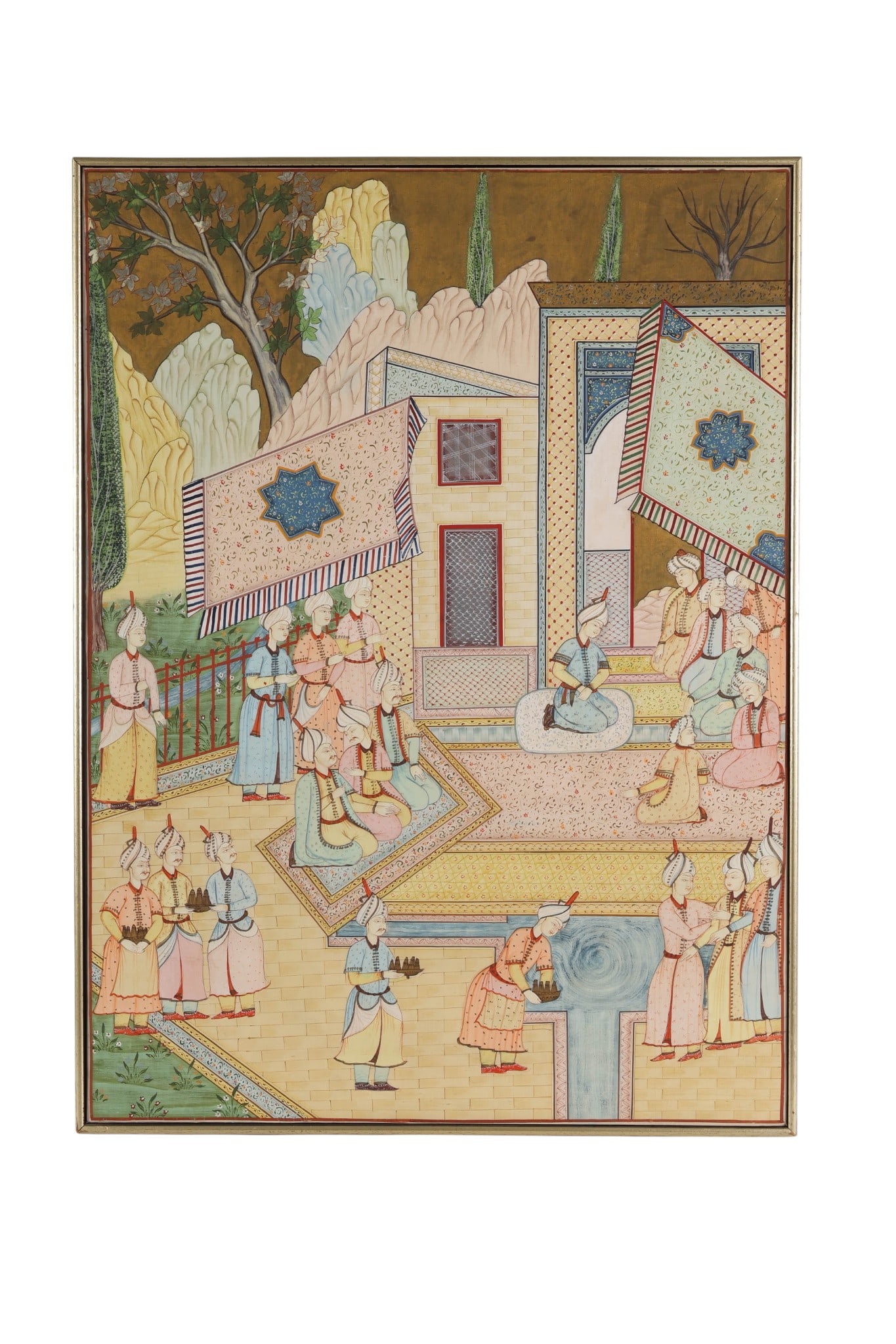 Mughal Indo Persian Court Scene Textile Painting (1 of 7)
