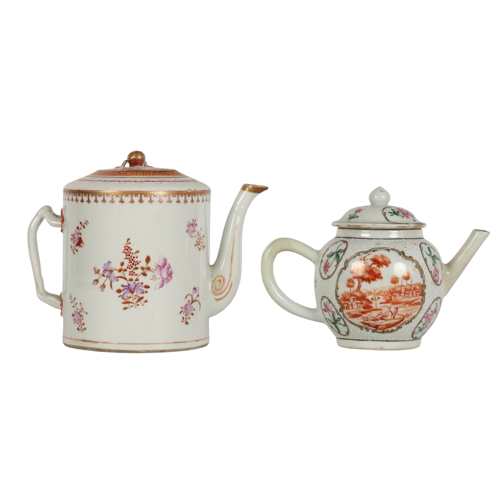 Chinese Export Armorial & Landscape Teapot w/ Lids (1 of 6)