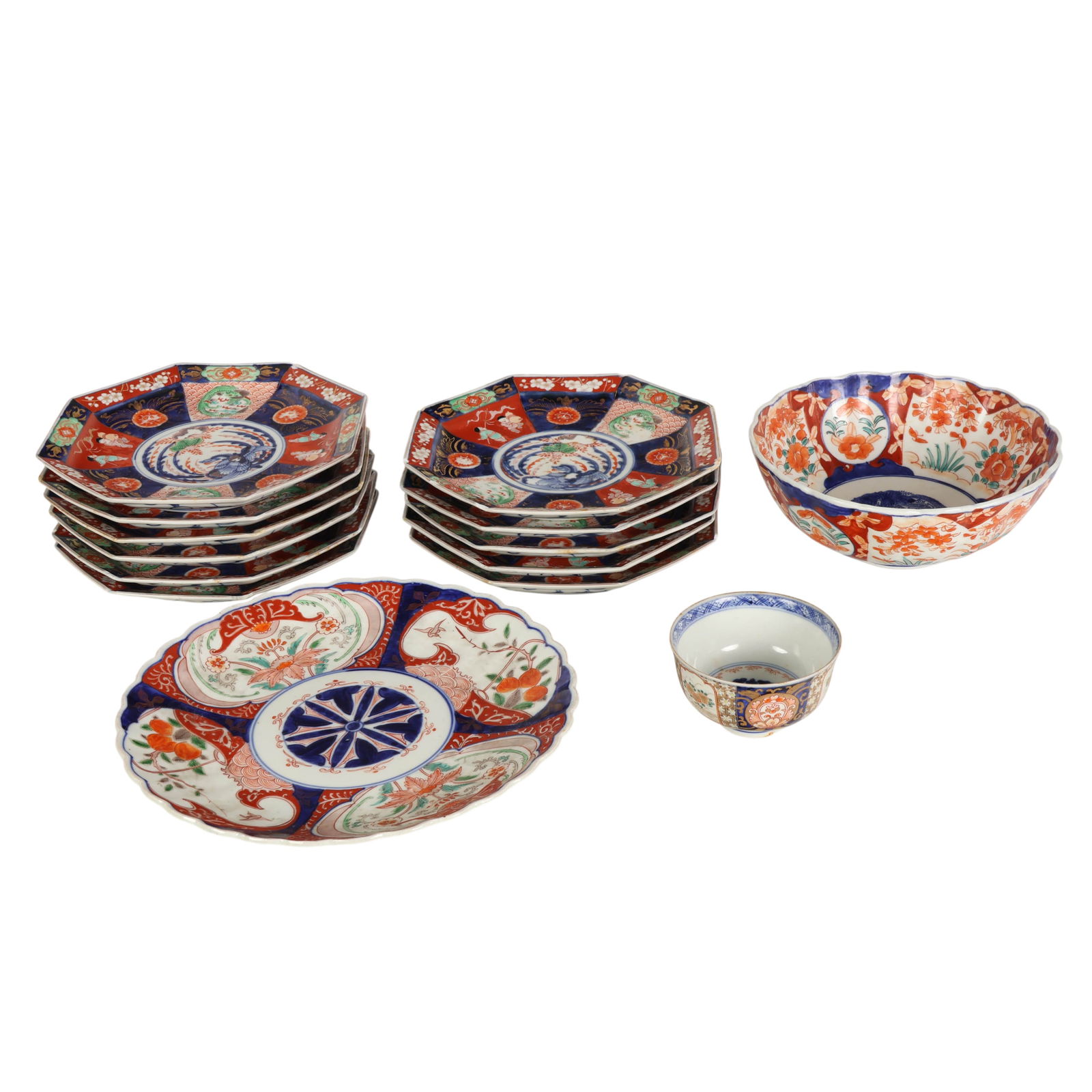 Japanese Imari Porcelain Plate Bowl Dish 14p LOT (1 of 13)