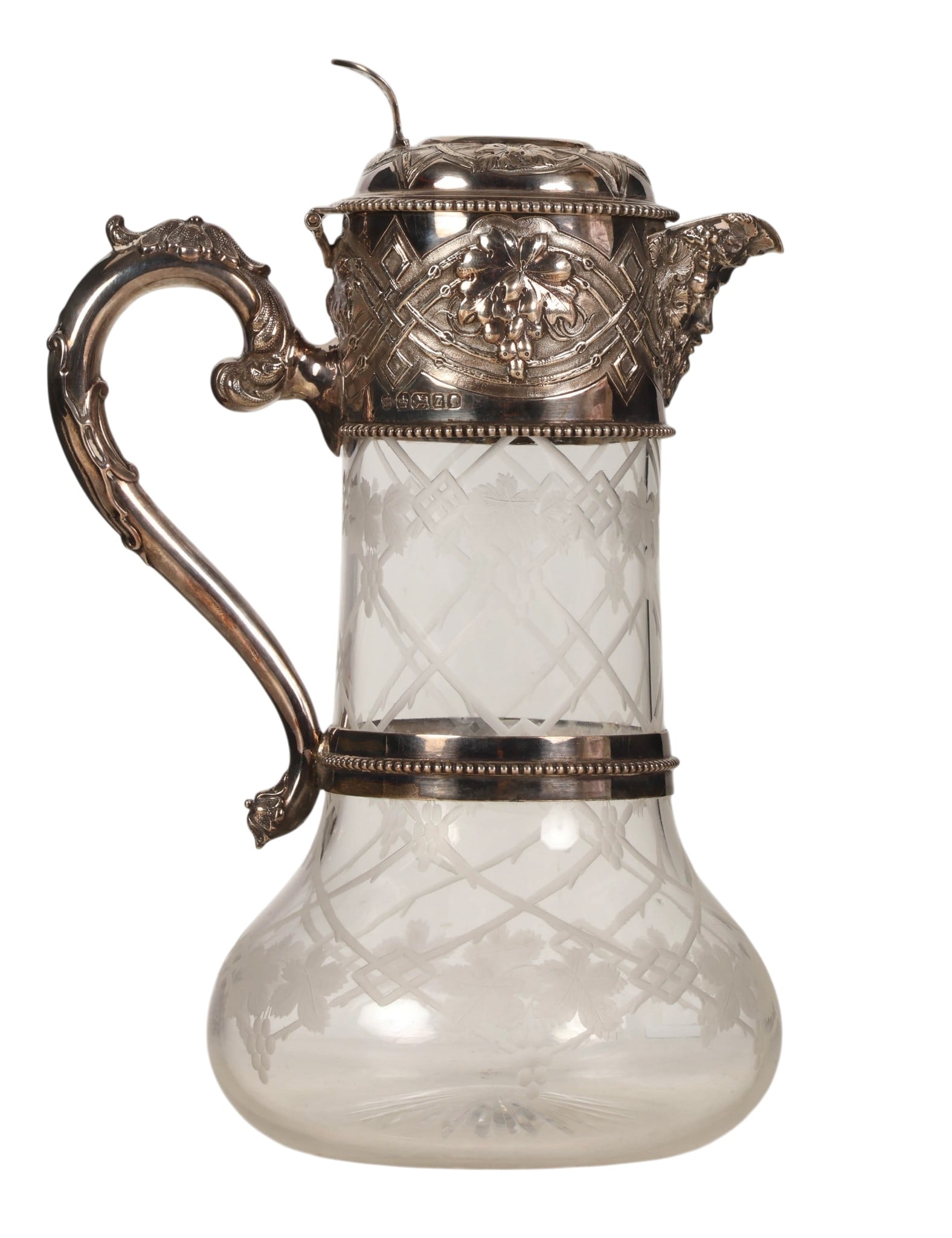 English Sterling Silver Mounted Crystal Claret Jug (1 of 6)