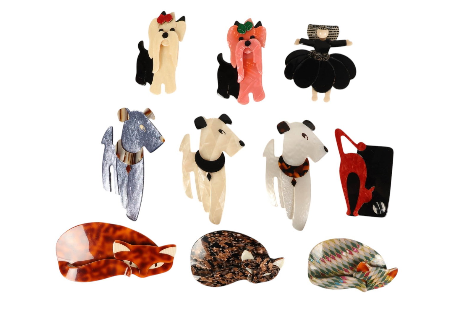 Lea Stein Paris Figural Cats & Dogs Brooch 10p LOT (1 of 7)