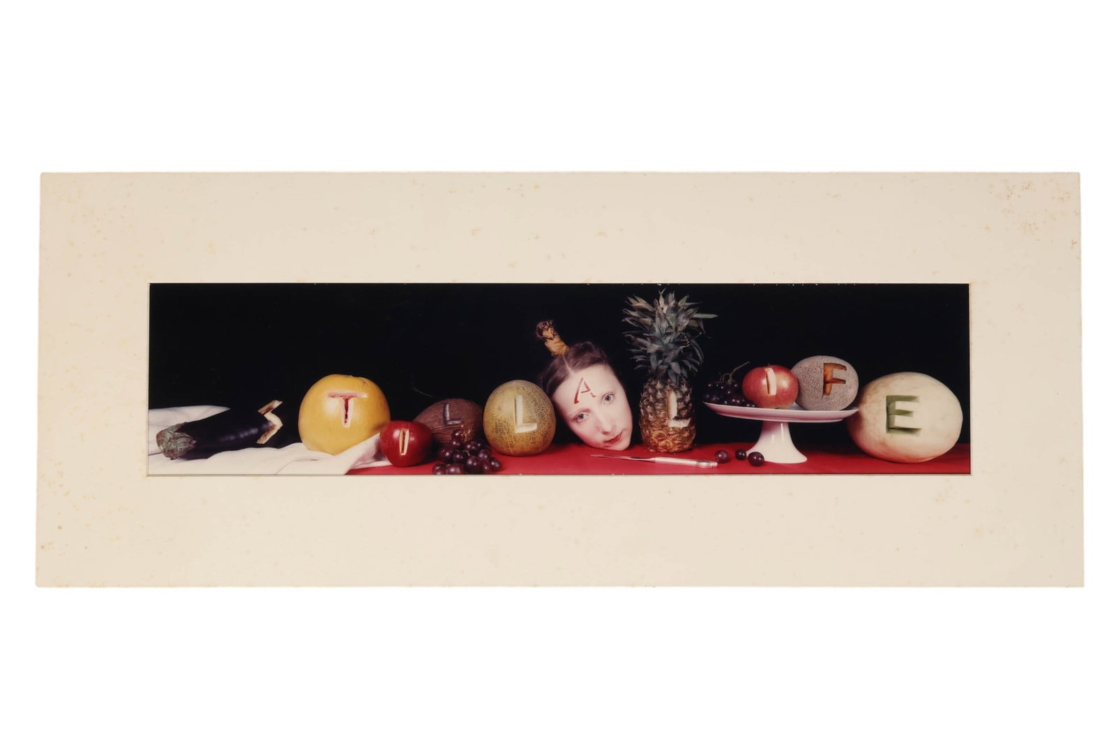 Gerlovina b.1951 and Gerlovin b.1945 Photo SIGNED: Rimma Gerlovina (Russian-American, born 1951) and Valeriy Gerlovin (Russian-American, born 1945), Still A Life, 1988, photographic performance photoglyph featuring a woman surrounded by fruit,