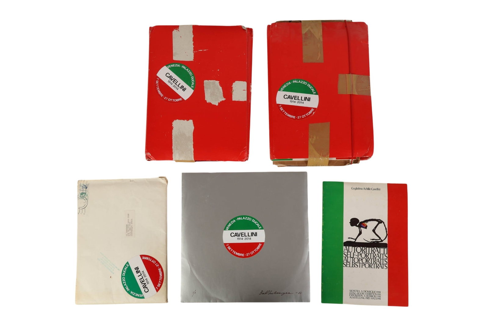 Cavellini 1914-1990 Art Exhibition Materials LOT: Guglielmo Achille Cavellini (Italian, 1914-1990), collection of printed ephemera and exhibition materials associated with the conceptual artist known for his practice of self-historicization. This