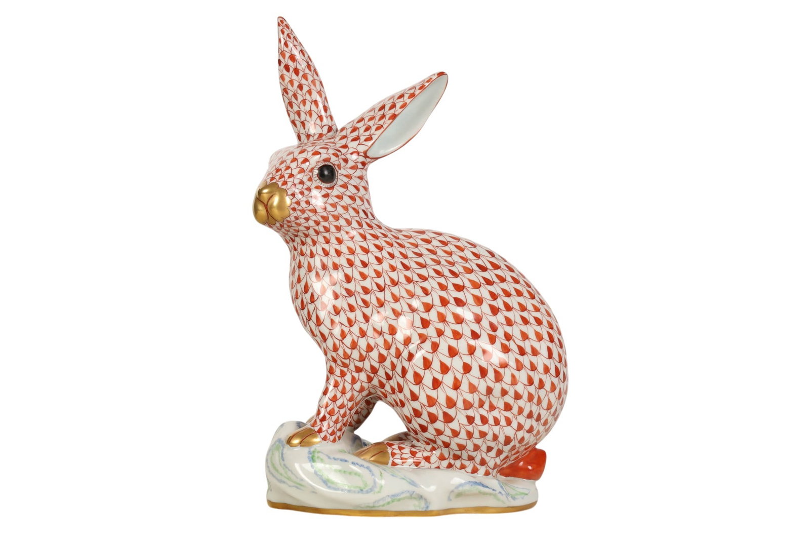 Herend Large Rabbit Rust Fishnet Porcelain Figure (1 of 6)