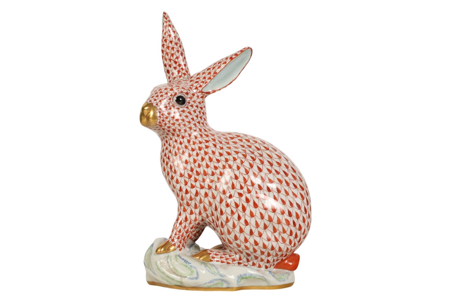 Herend Large Bunny Rabbit Rust Fishnet Figurine (1 of 6)