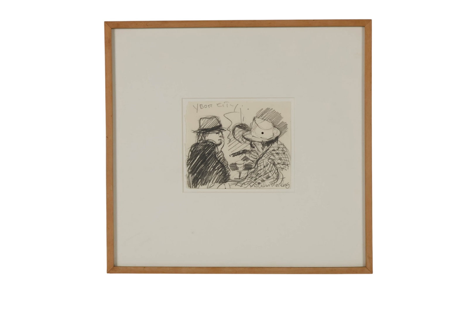 Malcolm Morley 1931-2018 Ybor City Pencil Drawing: Malcolm Morley (British-American, 1931-2018), Ybor City, 1978. Pencil drawing on paper rendered in an expressive and gestural style characteristic of the artist's exploratory works on paper. The compo