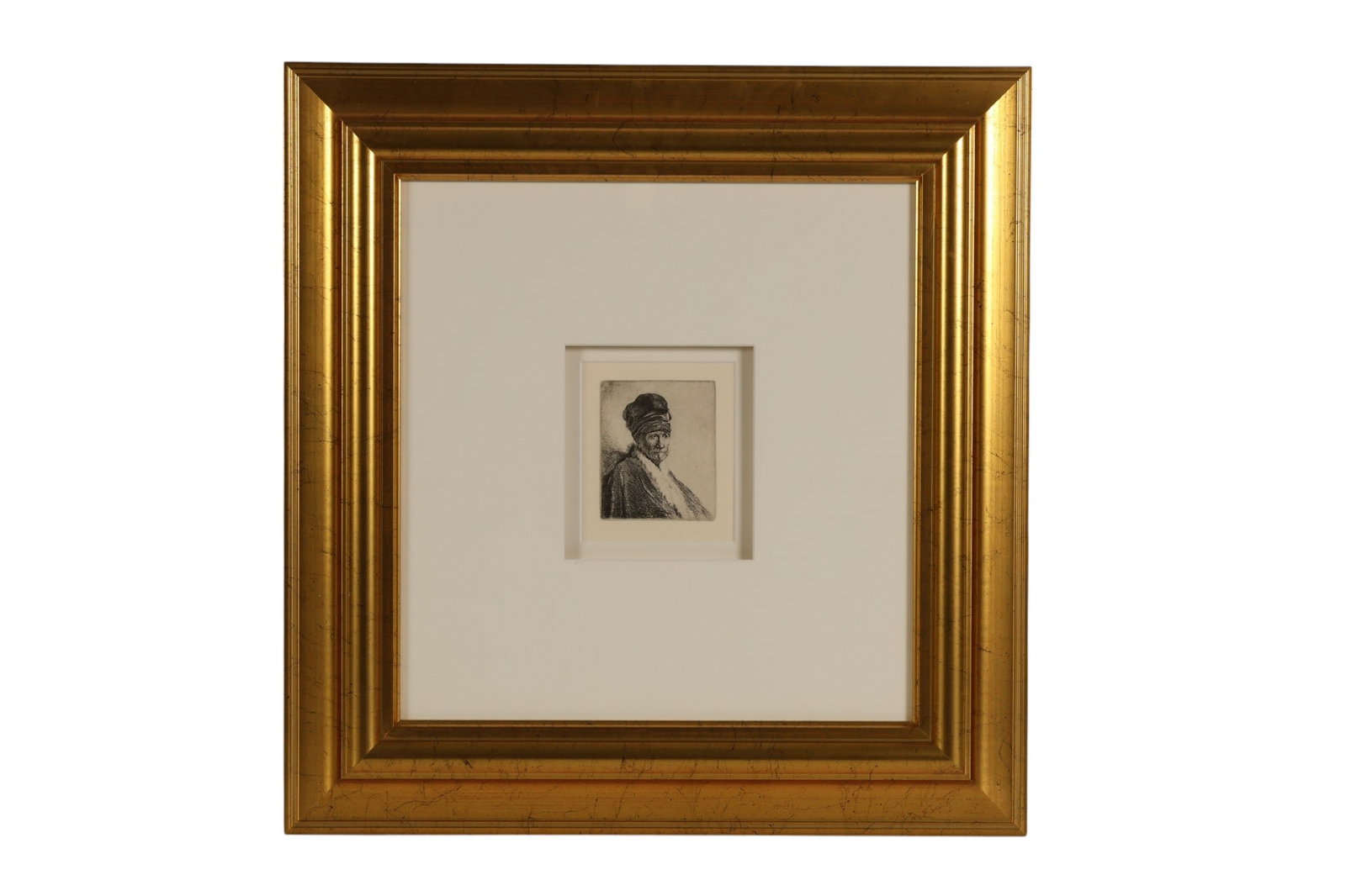 Bust of Man in a High Cap Etching after Rembrandt: After Rembrandt van Rijn (Dutch, 1606-1669), Bust of a Man Wearing a High Cap, etching on paper. Depicts a portrait rendered in the artists characteristic expressive line work and subtle tonal shading