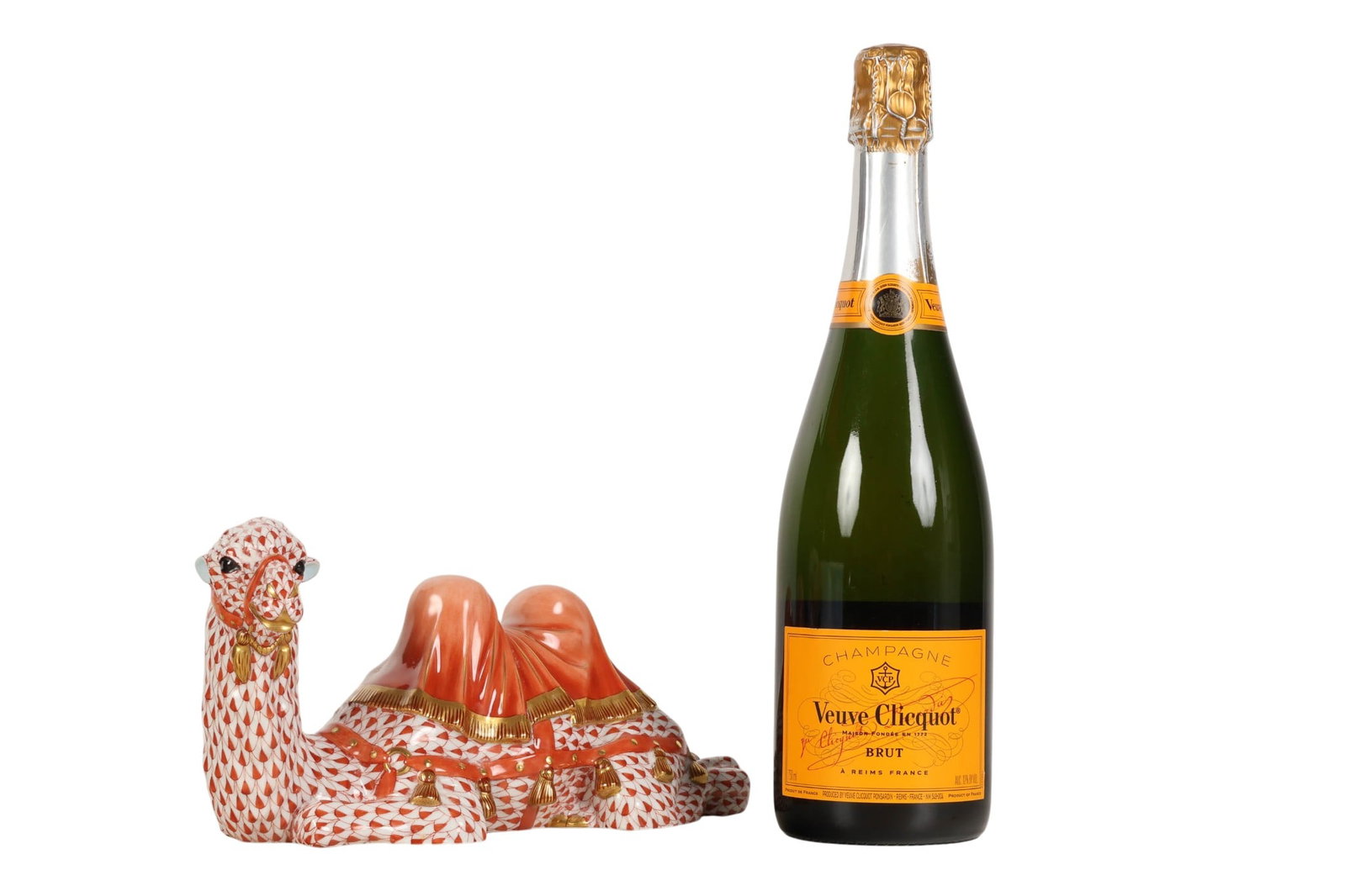 Herend Camel Lying Rust Fishnet Porcelain Figurine - 2