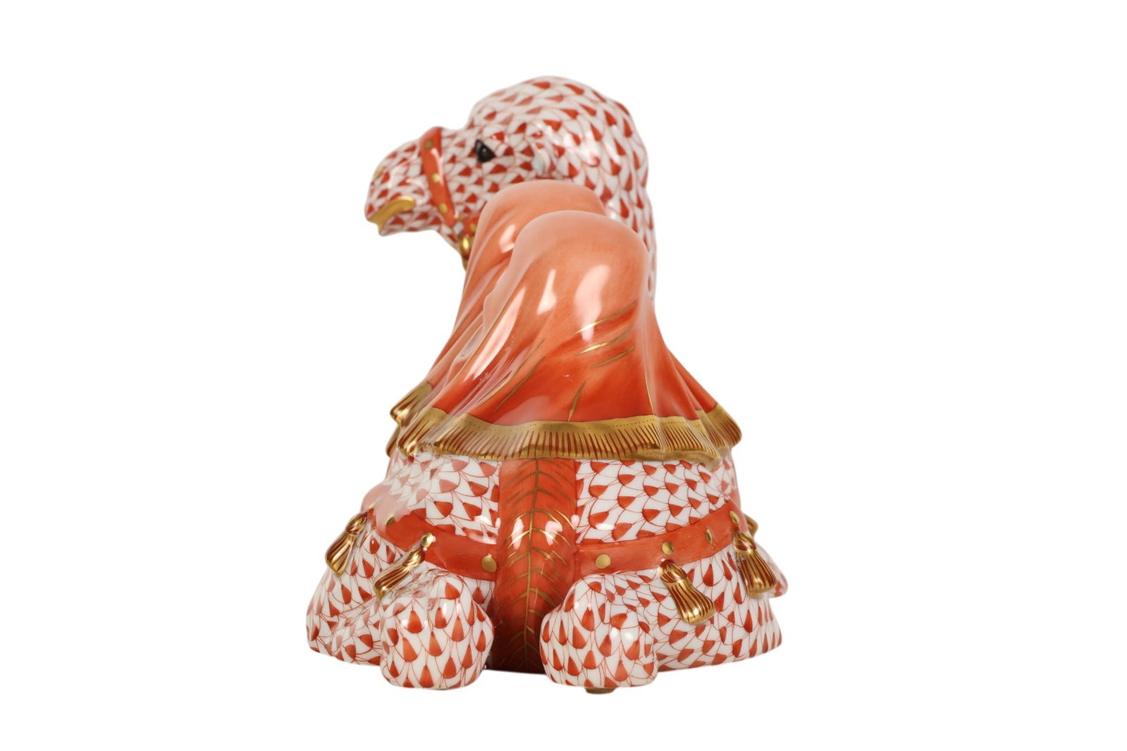 Herend Camel Lying Rust Fishnet Porcelain Figurine - 5