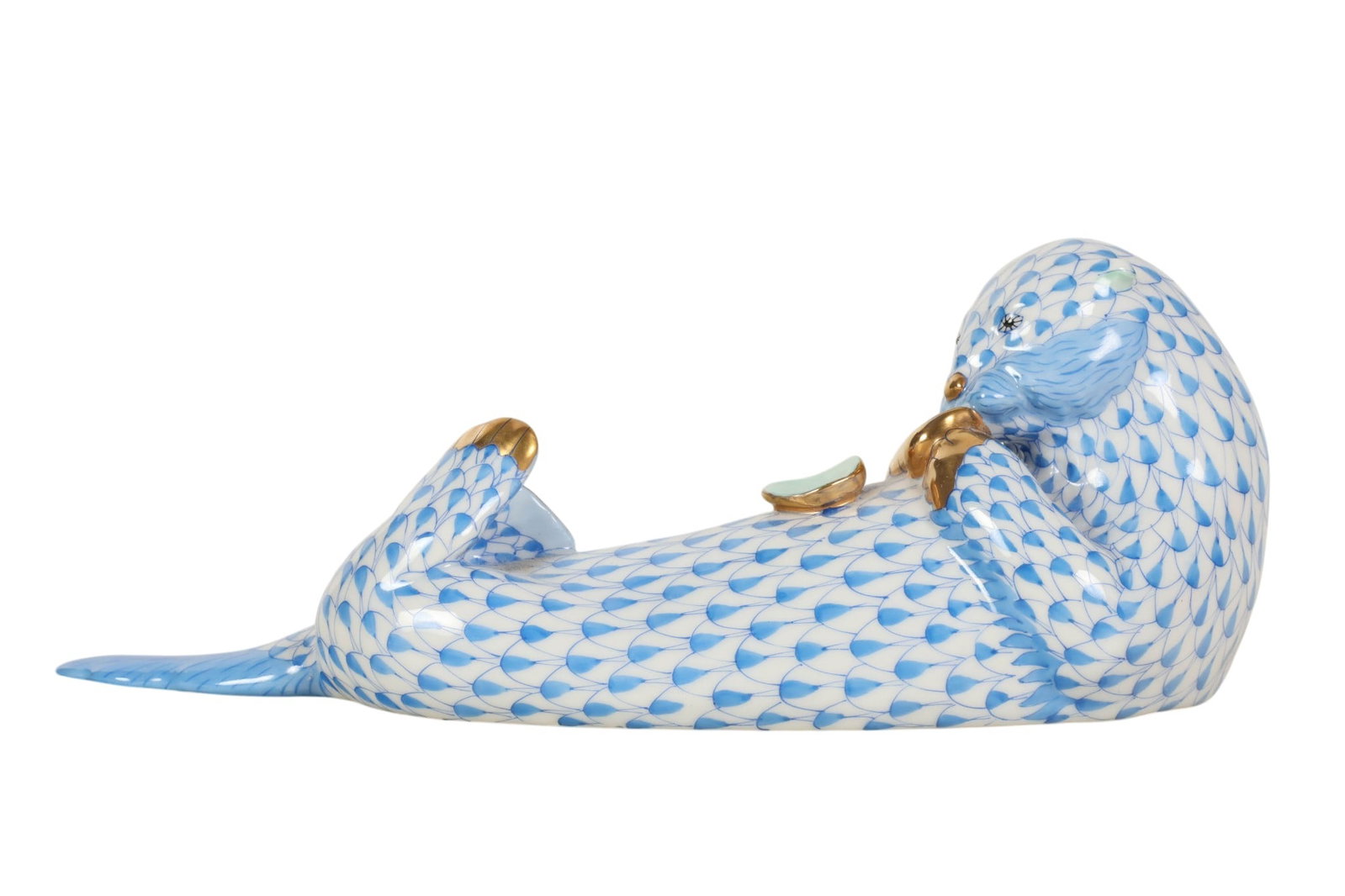 Herend Otter Blue Fishnet Porcelain 7.25" Figurine (1 of 6)
