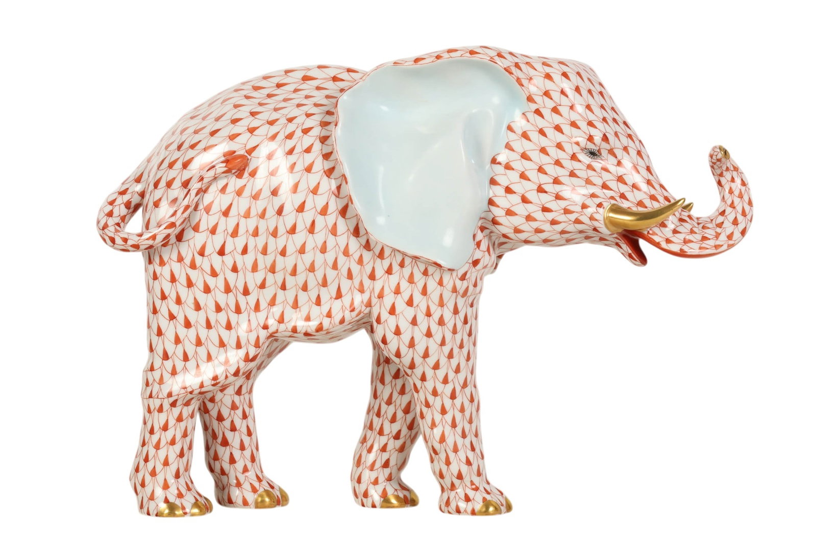 Herend Large Elephant Rust Fishnet Animal Figurine (1 of 6)