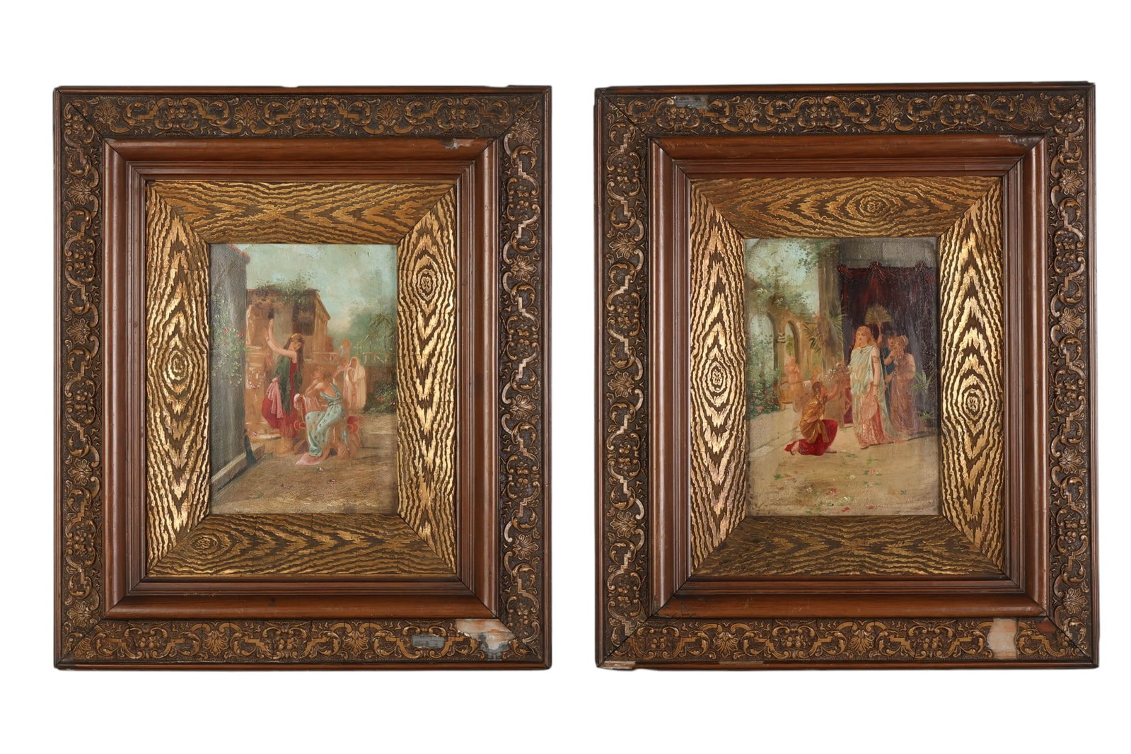 Antique European Genre Pair of Paintings on Panel (1 of 8)