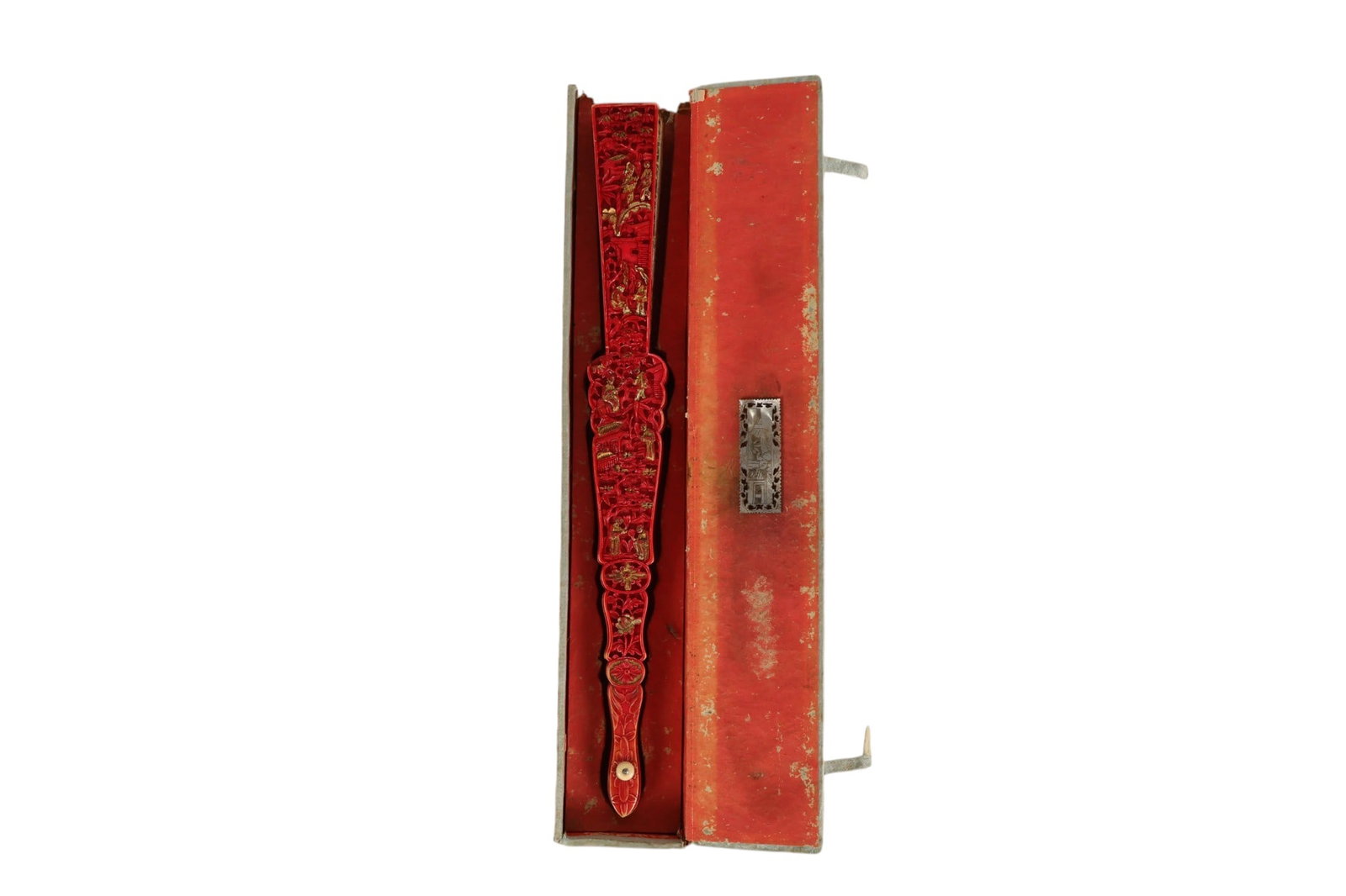 Chinese Export 19C Carved Embellished Fan with Box (1 of 9)