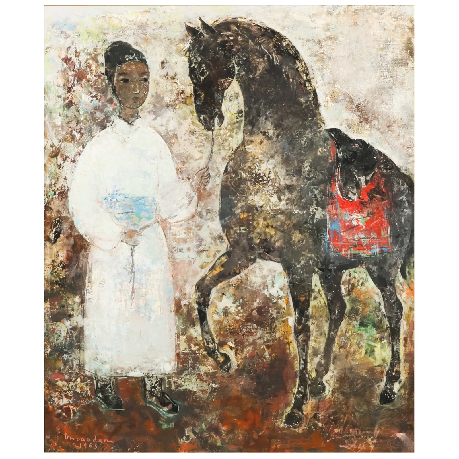 Vu Cao Dam 1908-2000 The Black Horse Oil Painting (1 of 10)