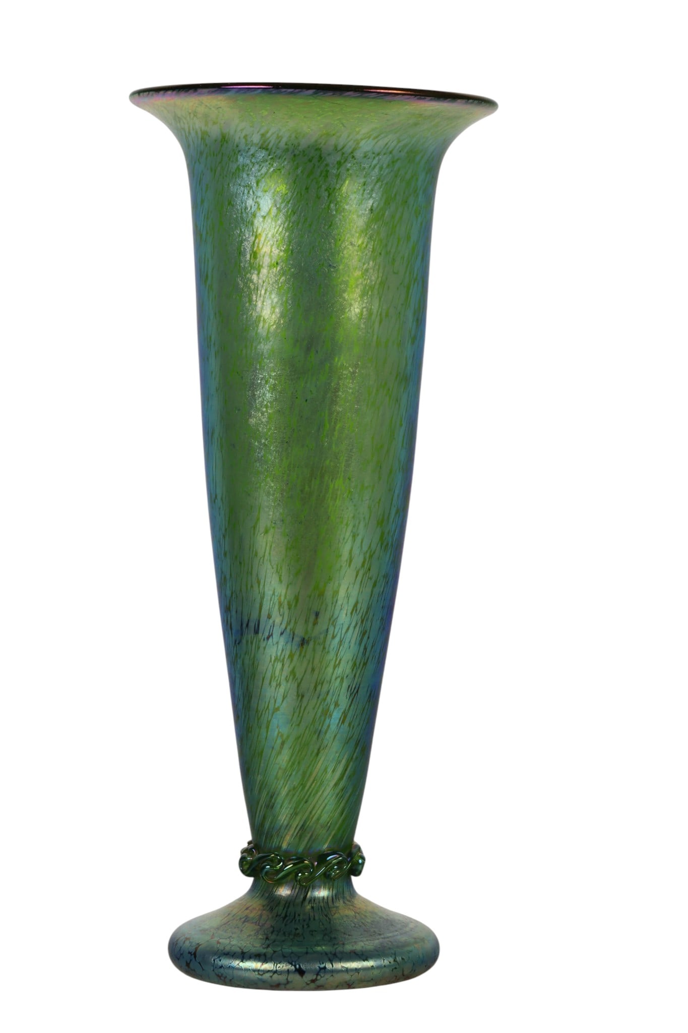 Loetz Blue Green Iridescent Art Glass Trumpet Vase (1 of 6)