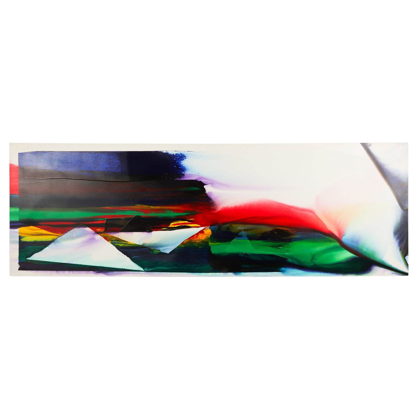 Paul Jenkins 1923-2012 Phenomena Nautical Prism: Paul Jenkins (1923-2012), Phenomena Nautical Prism, monumental abstract acrylic painting on canvas. The elongated horizontal composition features the artists signature fluid color field technique with