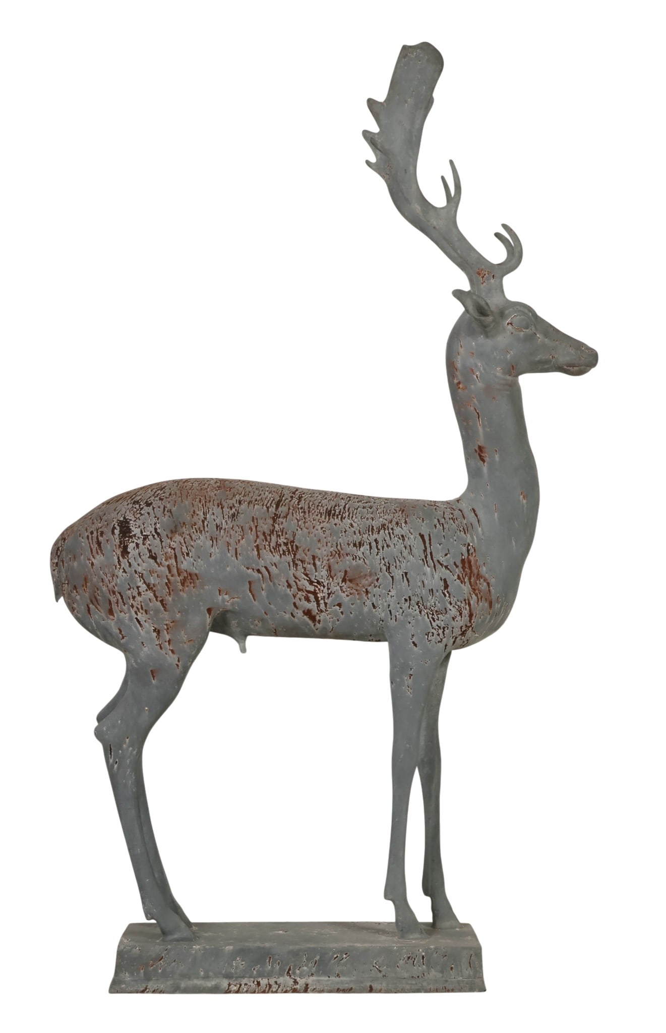 Antique Metal Standing Garden Deer Stag Sculpture (1 of 6)