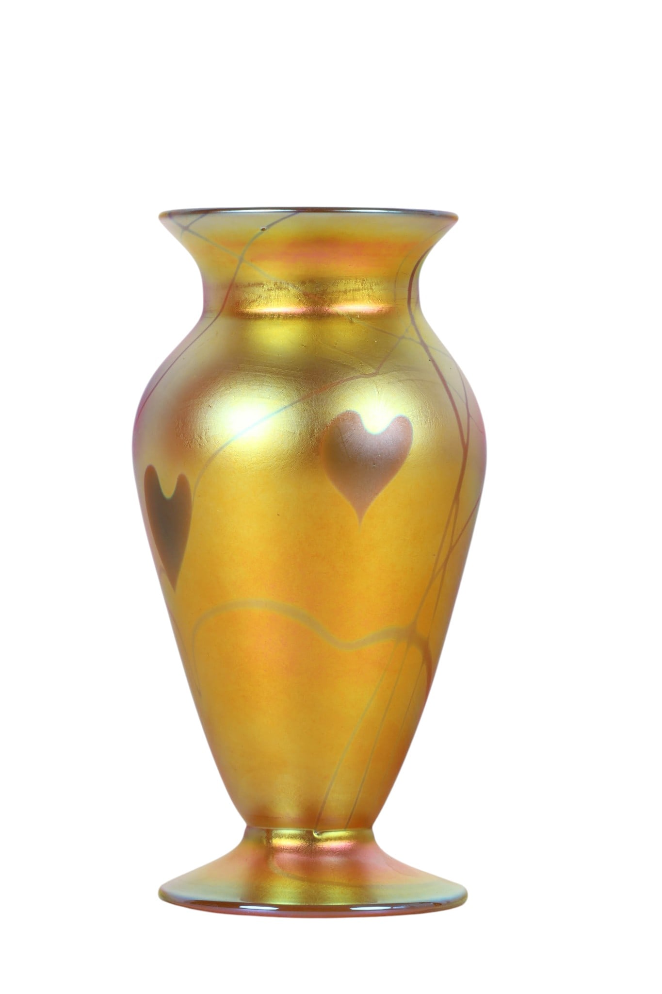 Tiffany Favrile Glass Heart & Vines Baluster Vase (1 of 6)