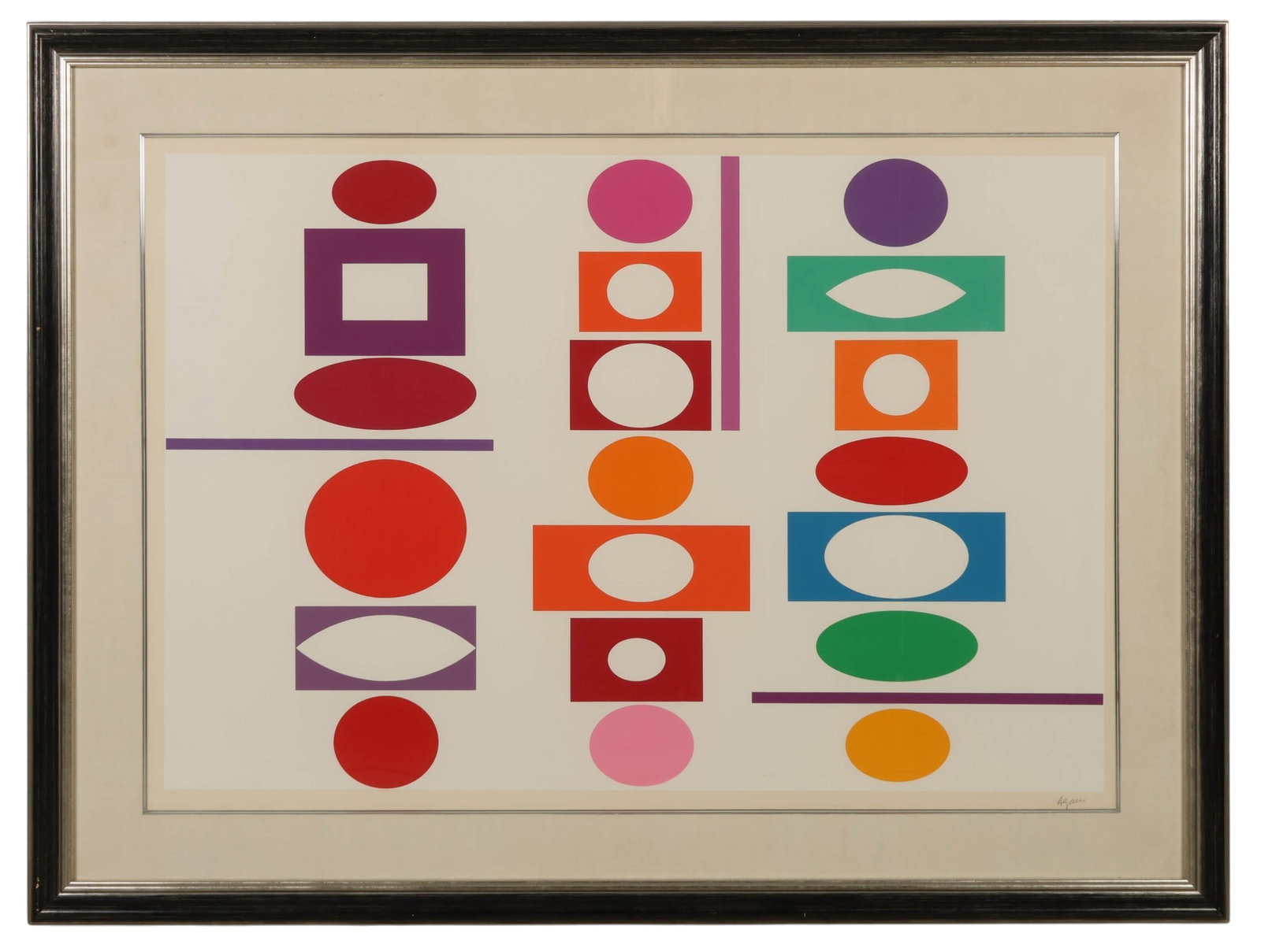 Yaacov Agam b1928 Double Metamorphosis 2 LE SIGNED: Yaacov Agam (Israeli, born 1928), color serigraph on paper from the Double Metamorphosis II suite of five, this being the second work from the series offered in the auction. The composition depicts a 