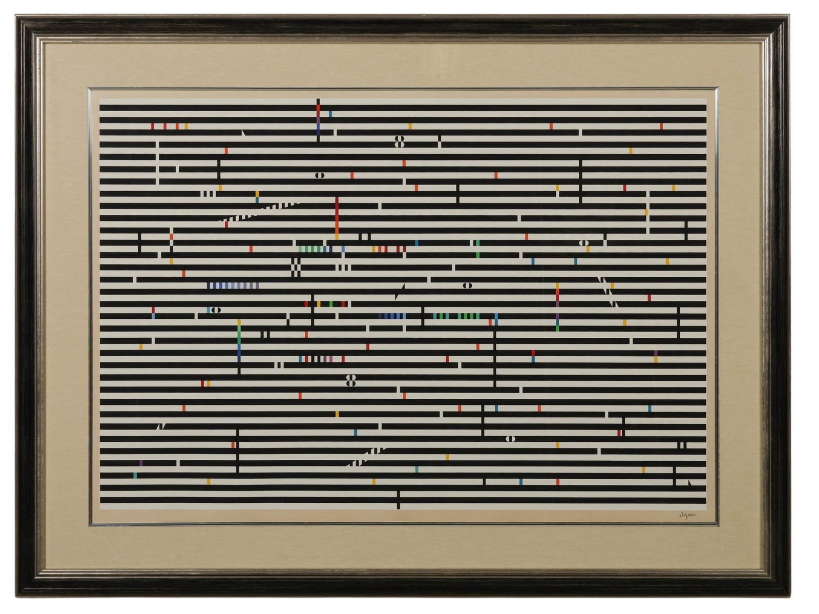 Yaacov Agam b1928 Double Metamorphosis 4 LE SIGNED: Yaacov Agam (Israeli, born 1928), color serigraph on paper from the Double Metamorphosis II suite of five, this being the fourth work from the series offered in the auction. The composition features