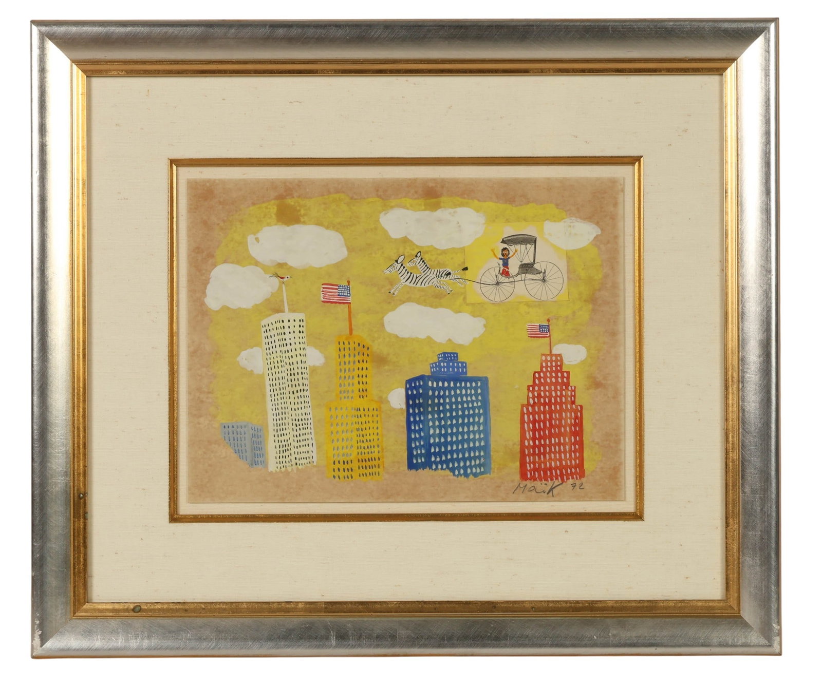 Henri Hecht Maik 1922-1993 Big City Scene Painting (1 of 7)