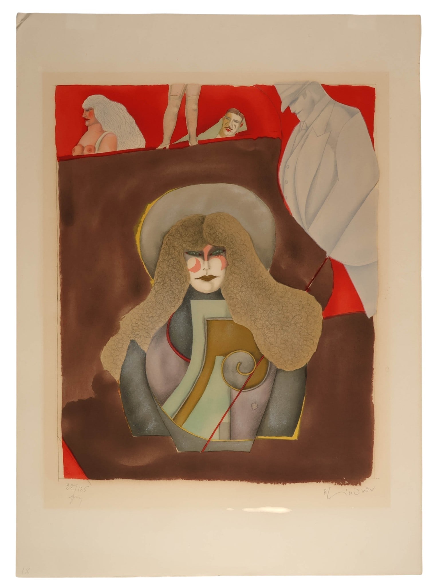 Richard Lindner 1901-1978 Blondie Litho LE SIGNED: Richard Lindner (German-American, 1901-1978), Blondie, limited edition lithograph on paper depicting a stylized figural composition rendered in the artists distinctive bold and graphic style. The work
