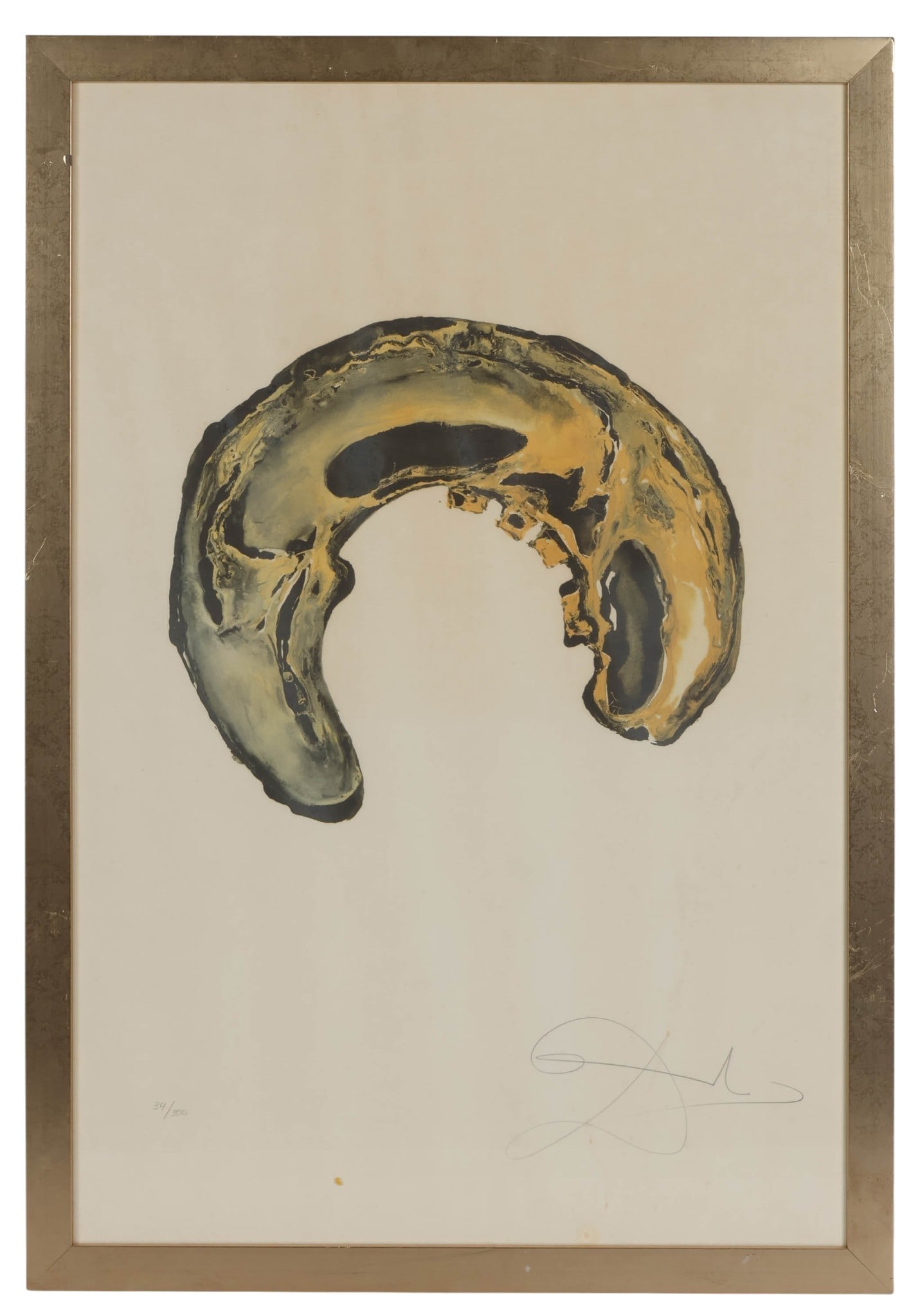 Salvador Dali 1904-1989 Le Crane Litho LE SIGNED: Salvador Dali (Spanish, 1904-1989), Le Crane (The Skull), color lithograph on paper from the Anamorphoses portfolio. The composition features a surrealist skull with fluid, organic contours and tonal 