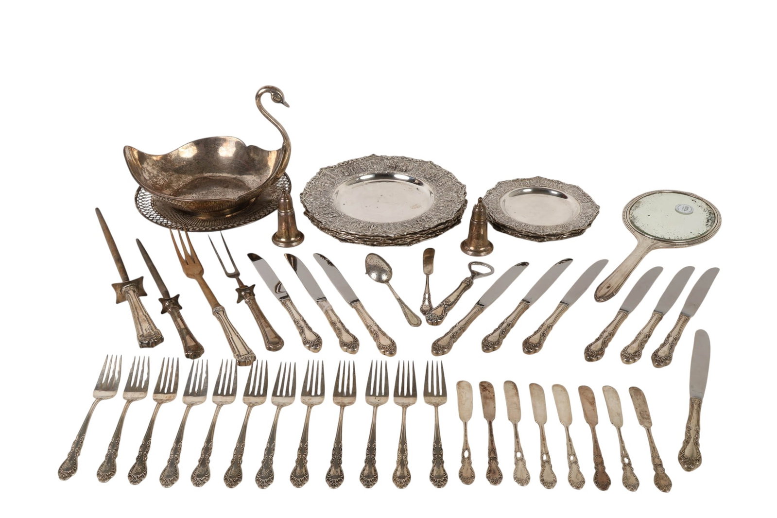Sterling and Silverplate Tableware 54pc LOT 1,560g (1 of 7)