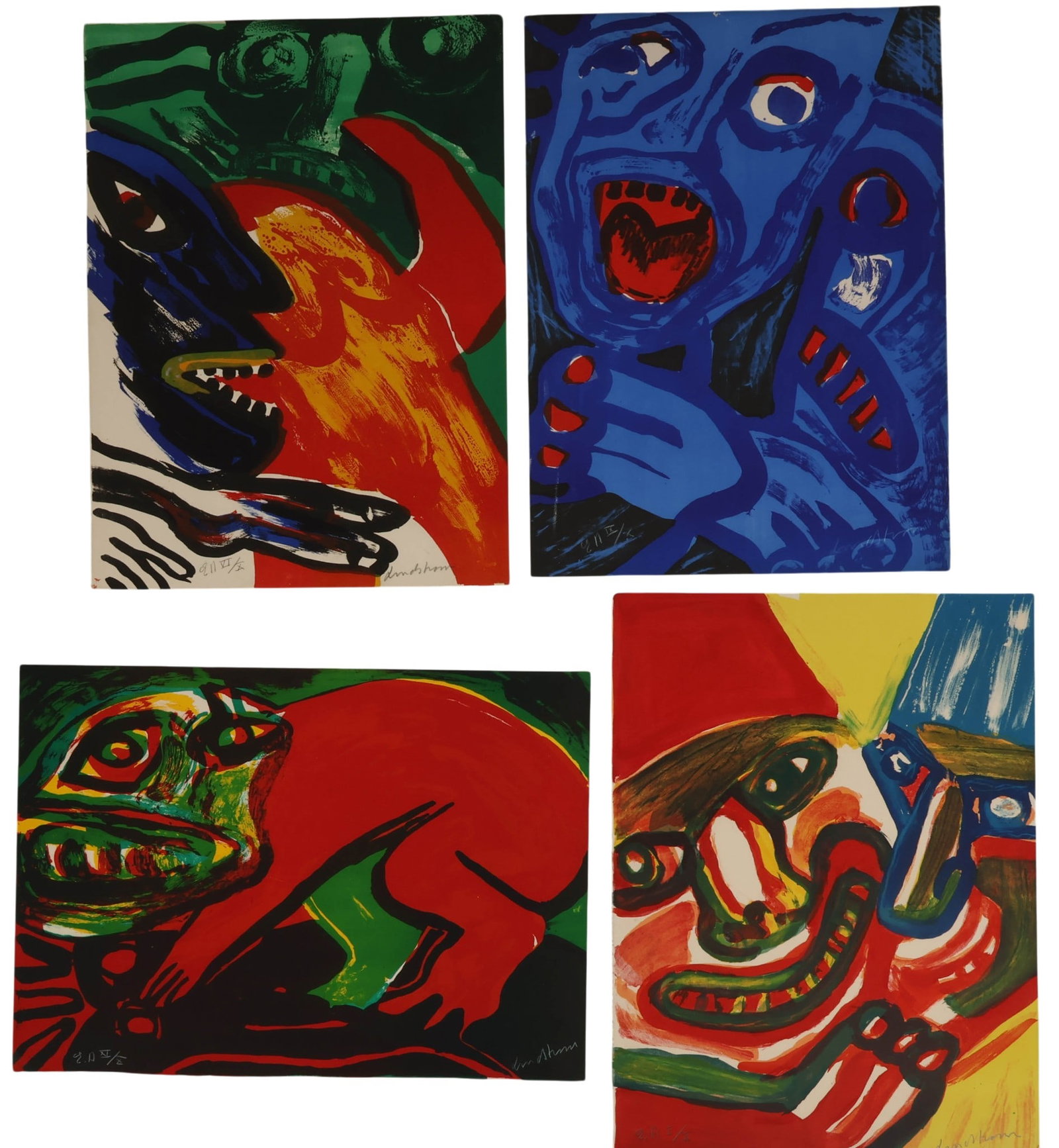 Bengt Lindstrom 1925-2008 LE SIGNED Lithograph LOT: Bengt Lindstrom (Swedish, 1925-2008), lot of four limited edition color lithographs on paper. The works exemplify the artists bold, expressive style, featuring highly abstracted figural compositions r