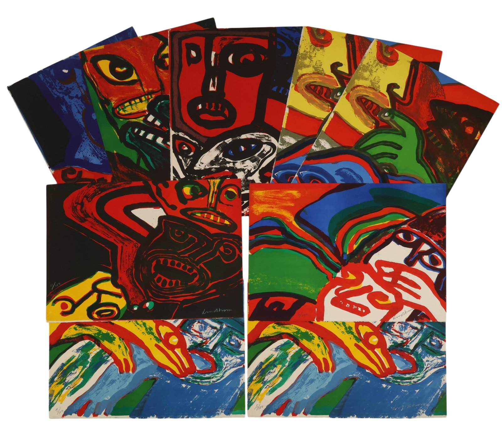Bengt Lindstrom 1925-2008 LE SIGNED Lithograph LOT: Bengt Lindstrom (Swedish, 1925-2008), lot of eight limited edition color lithographs on paper. The works exemplify the artists bold, expressive style, featuring highly abstracted figural compositions 