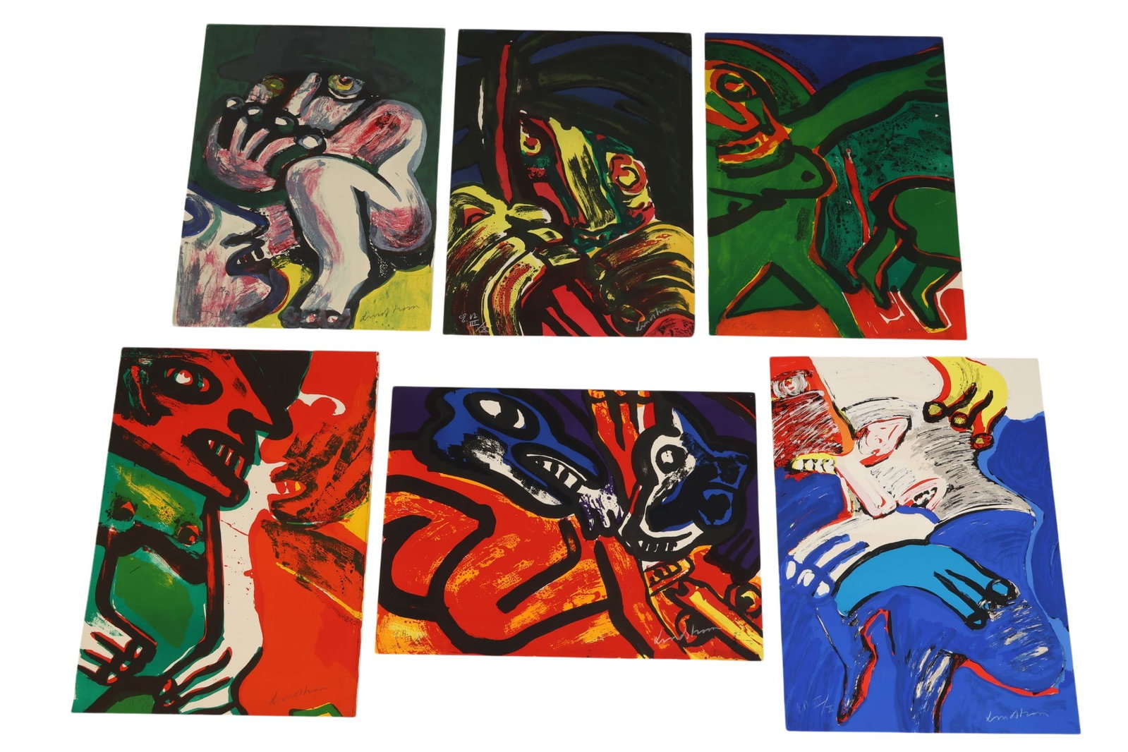 Bengt Lindstrom 1925-2008 LE SIGNED Lithograph LOT: Bengt Lindstrom (Swedish, 1925-2008), lot of six limited edition color lithographs on paper. The works exemplify the artists bold expressive style, featuring highly abstracted figural compositions ren